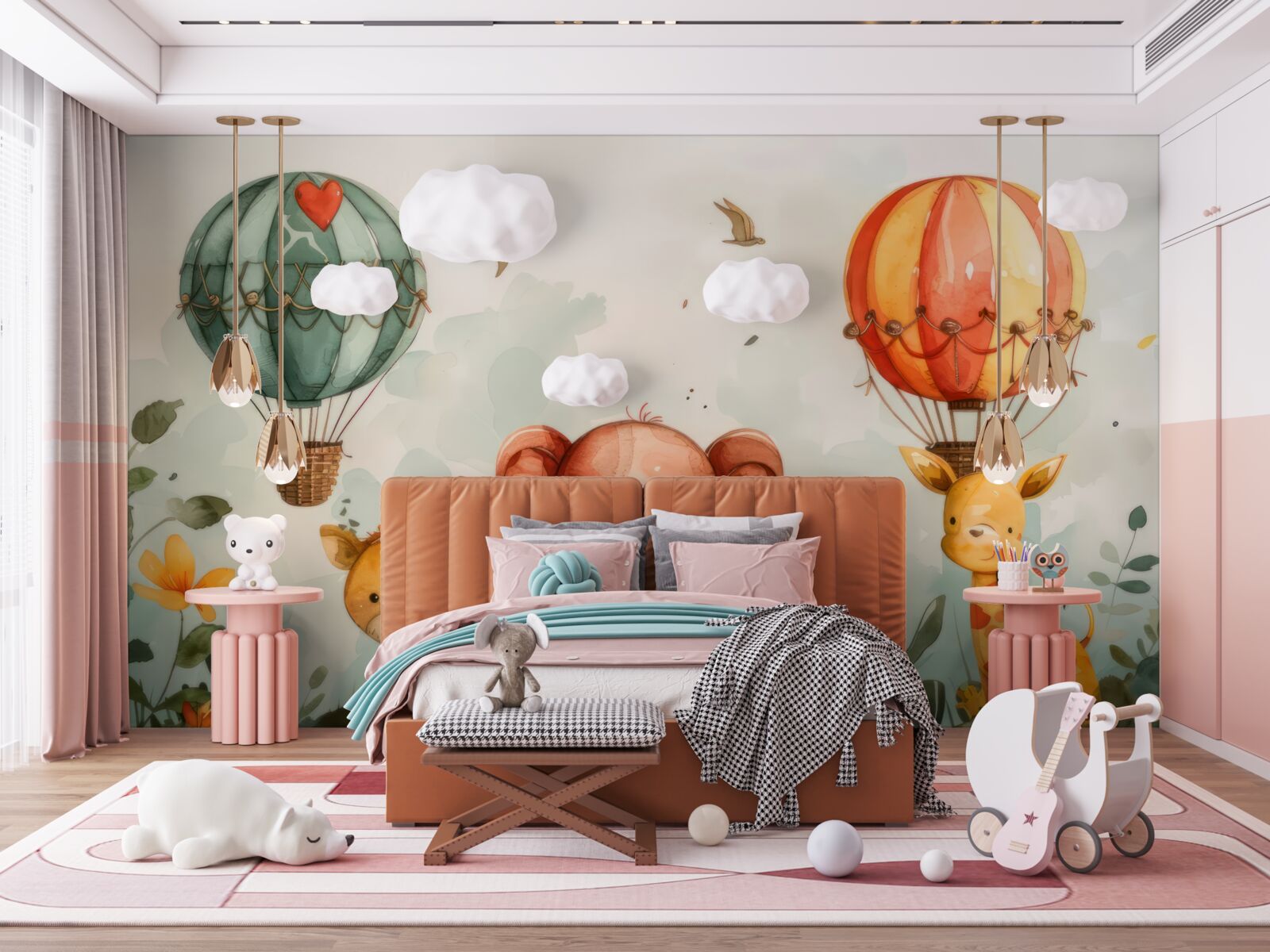 Fototapeta zvieratá je možné vidieť v pozadí balónov