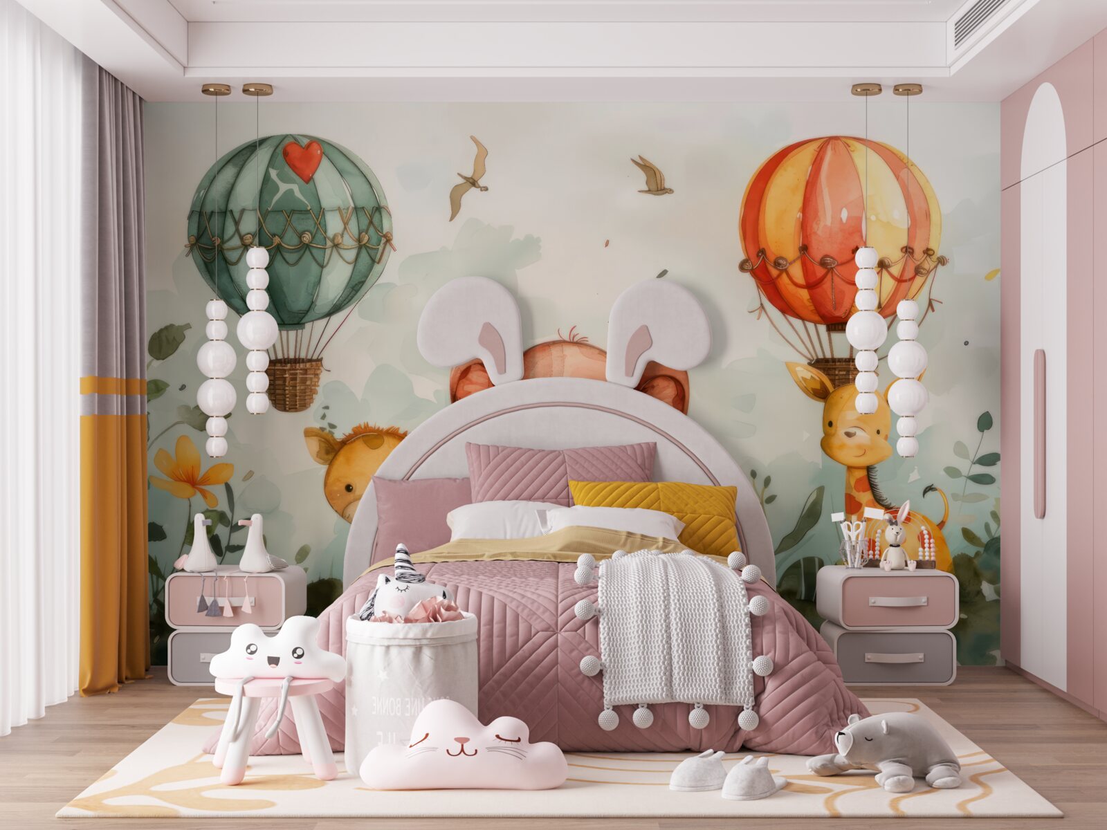 Fototapeta zvieratá je možné vidieť v pozadí balónov