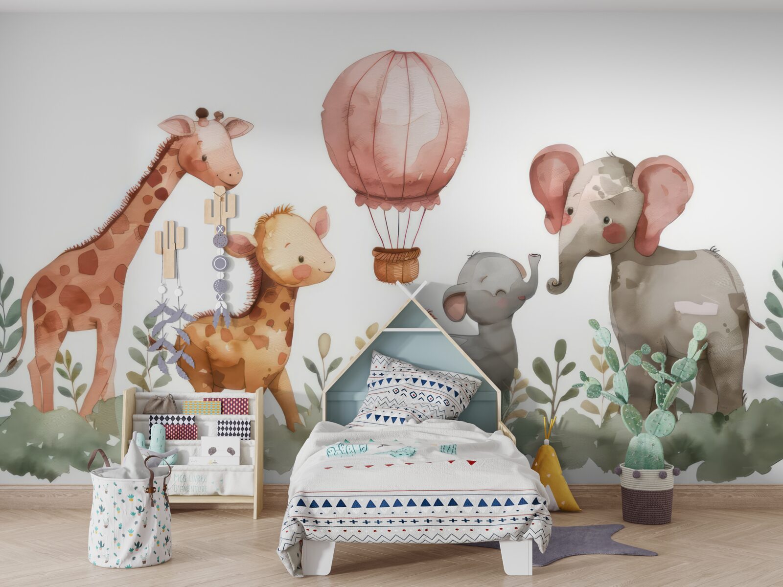 Fototapeta malé slony a žirafy