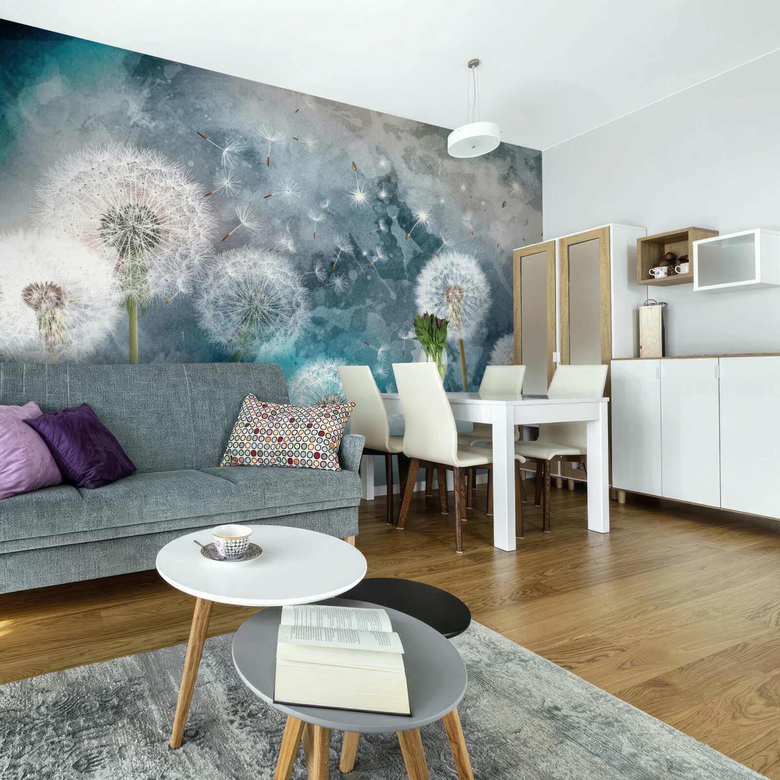 Fototapeta Žlté kvety na modrom pozadí