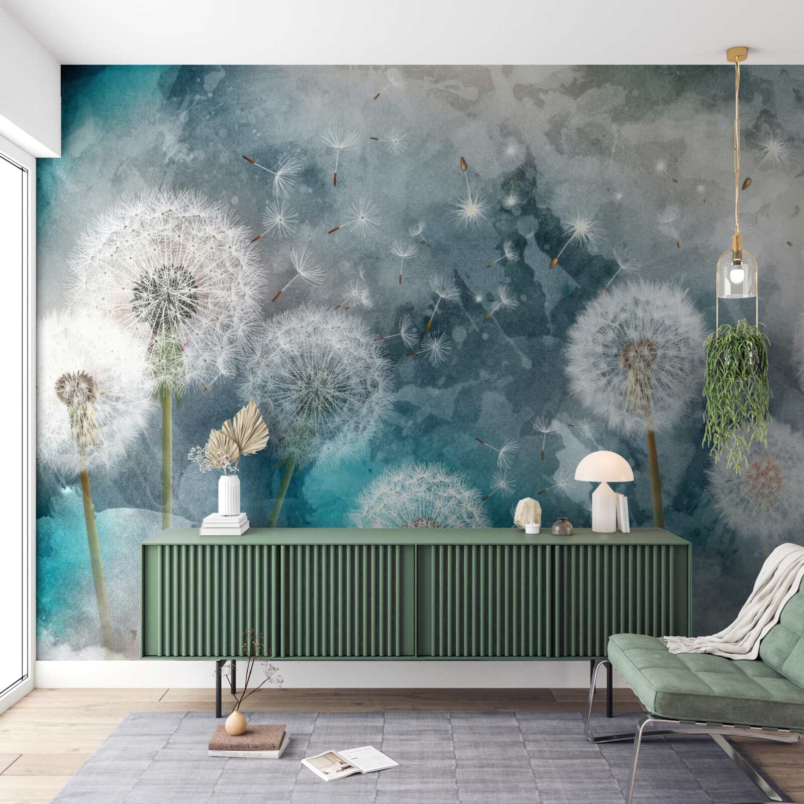 Fototapeta Žlté kvety na modrom pozadí