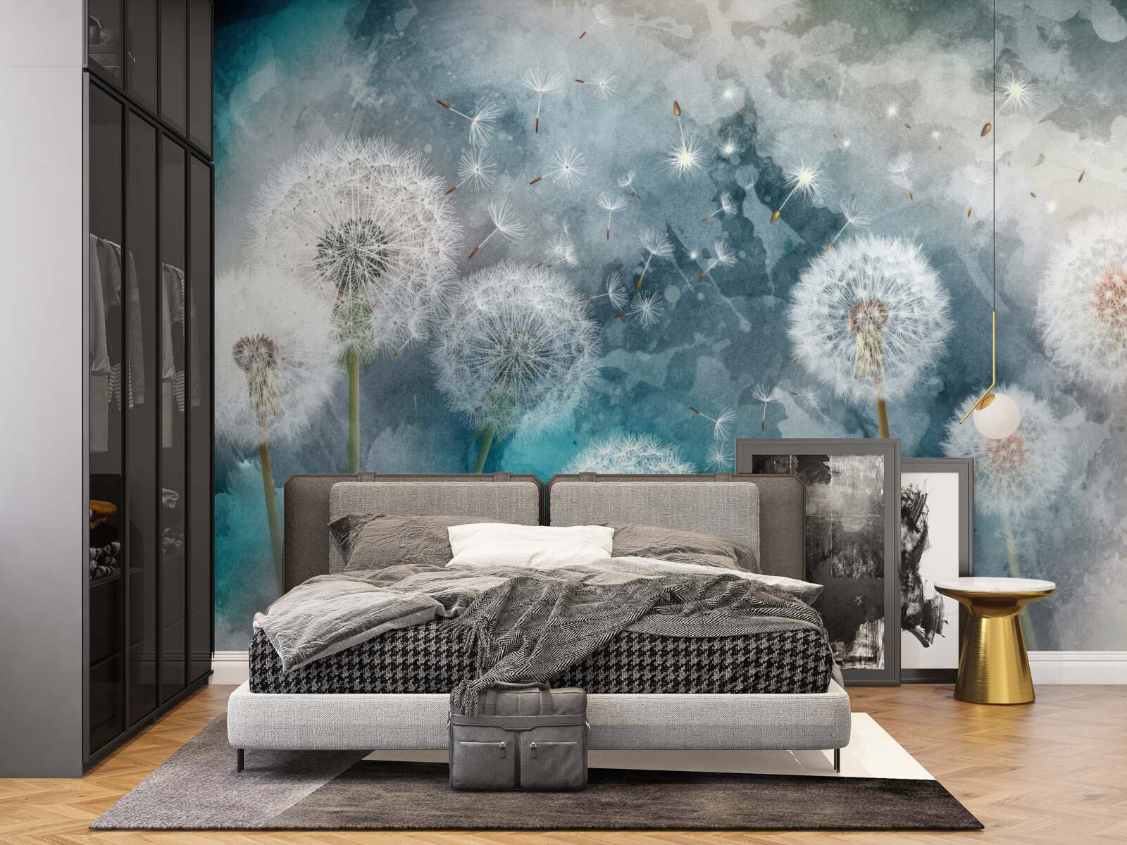 Fototapeta Žlté kvety na modrom pozadí