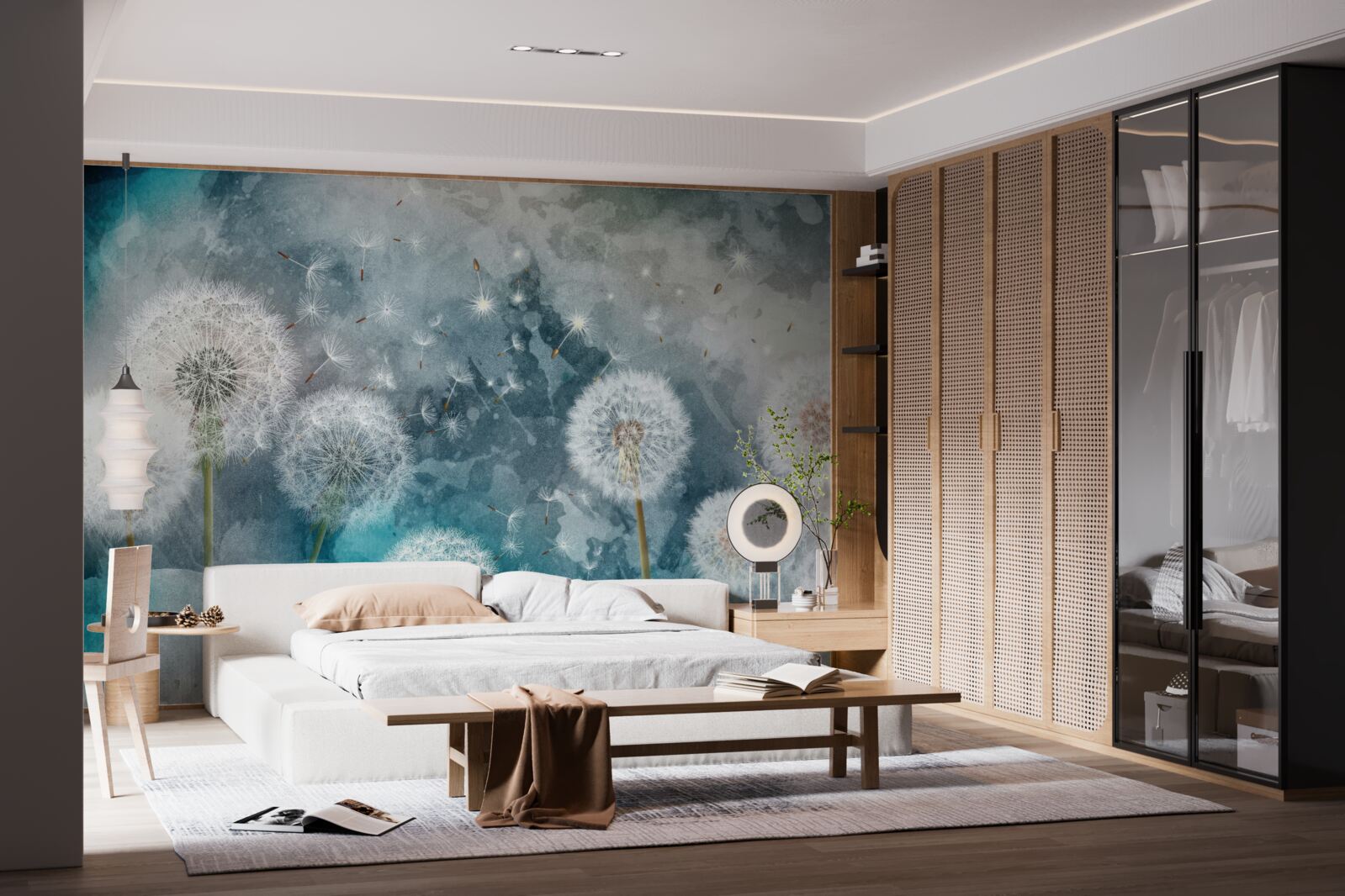 Fototapeta Žlté kvety na modrom pozadí