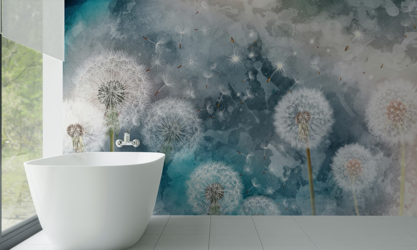 Fototapeta Žlté kvety na modrom pozadí