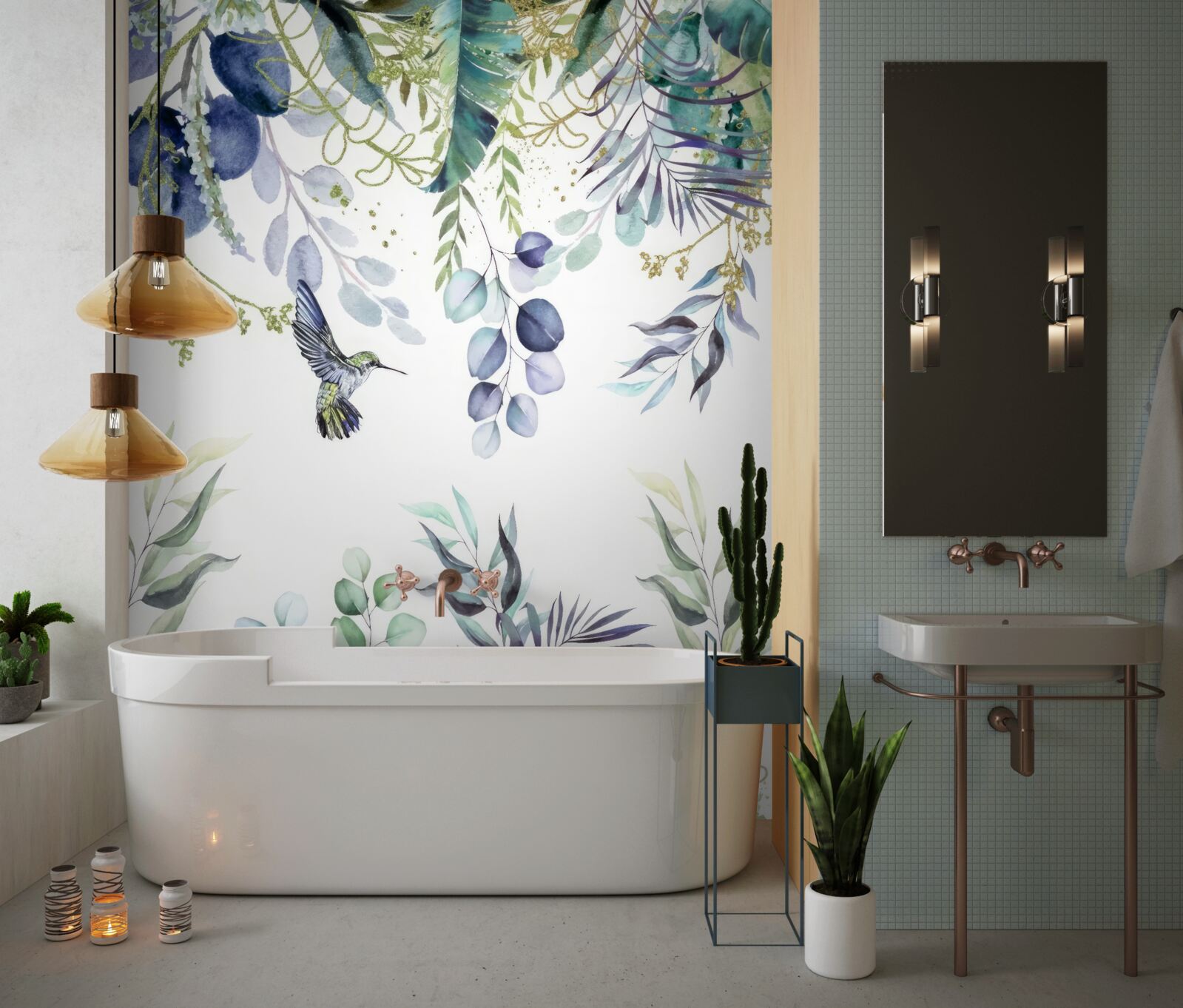 Fototapeta rastliny obklopujú kolibríky