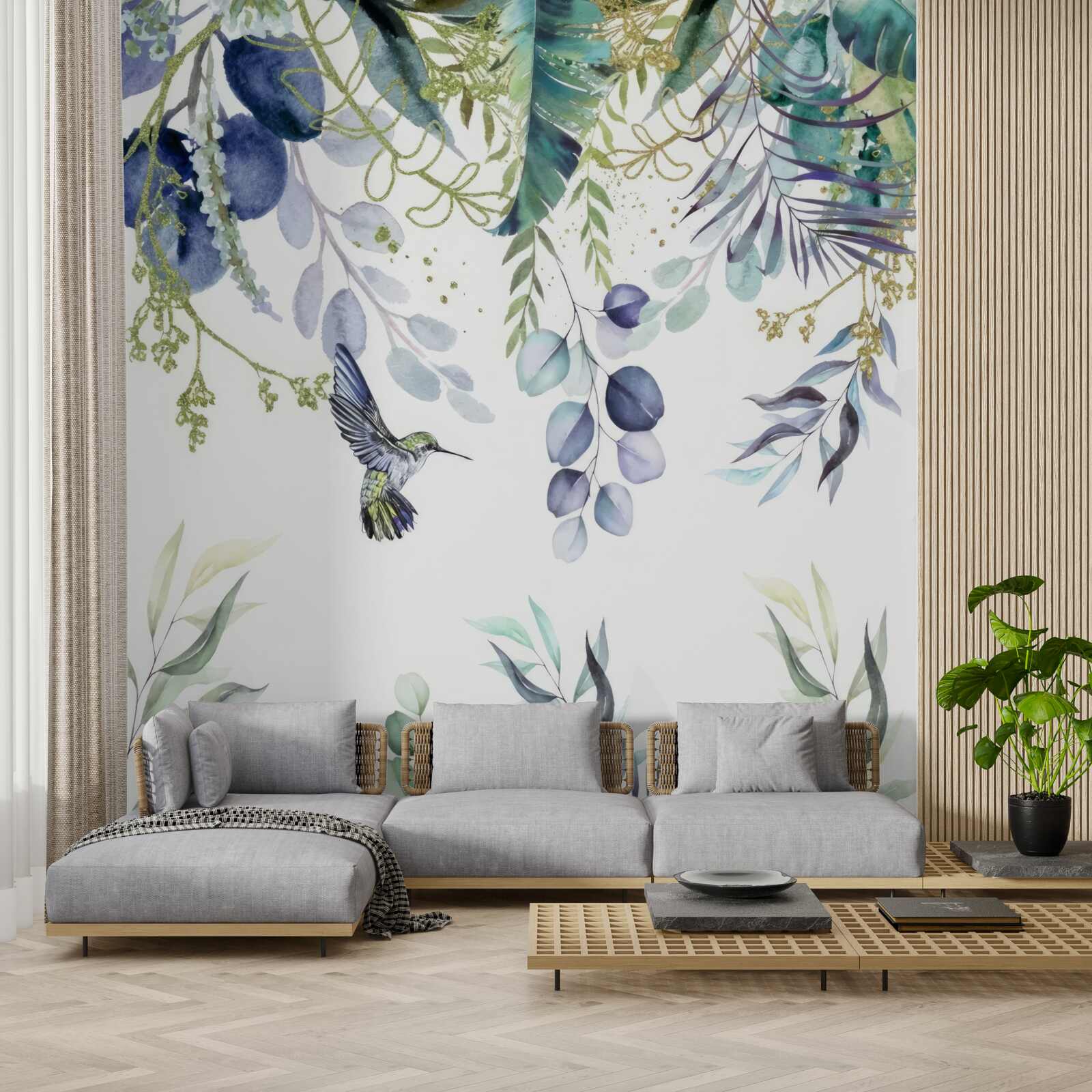 Fototapeta rastliny obklopujú kolibríky