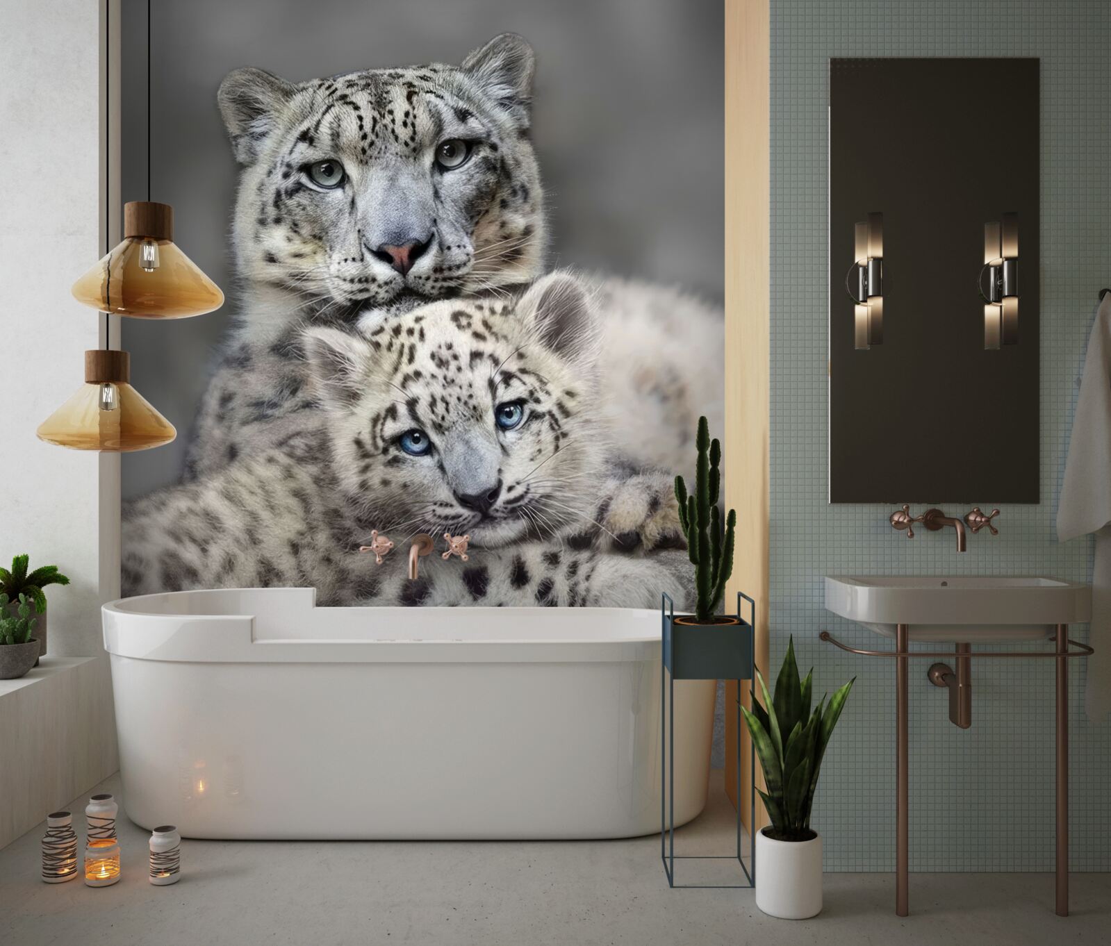 Fototapeta leopard s mláďaťom