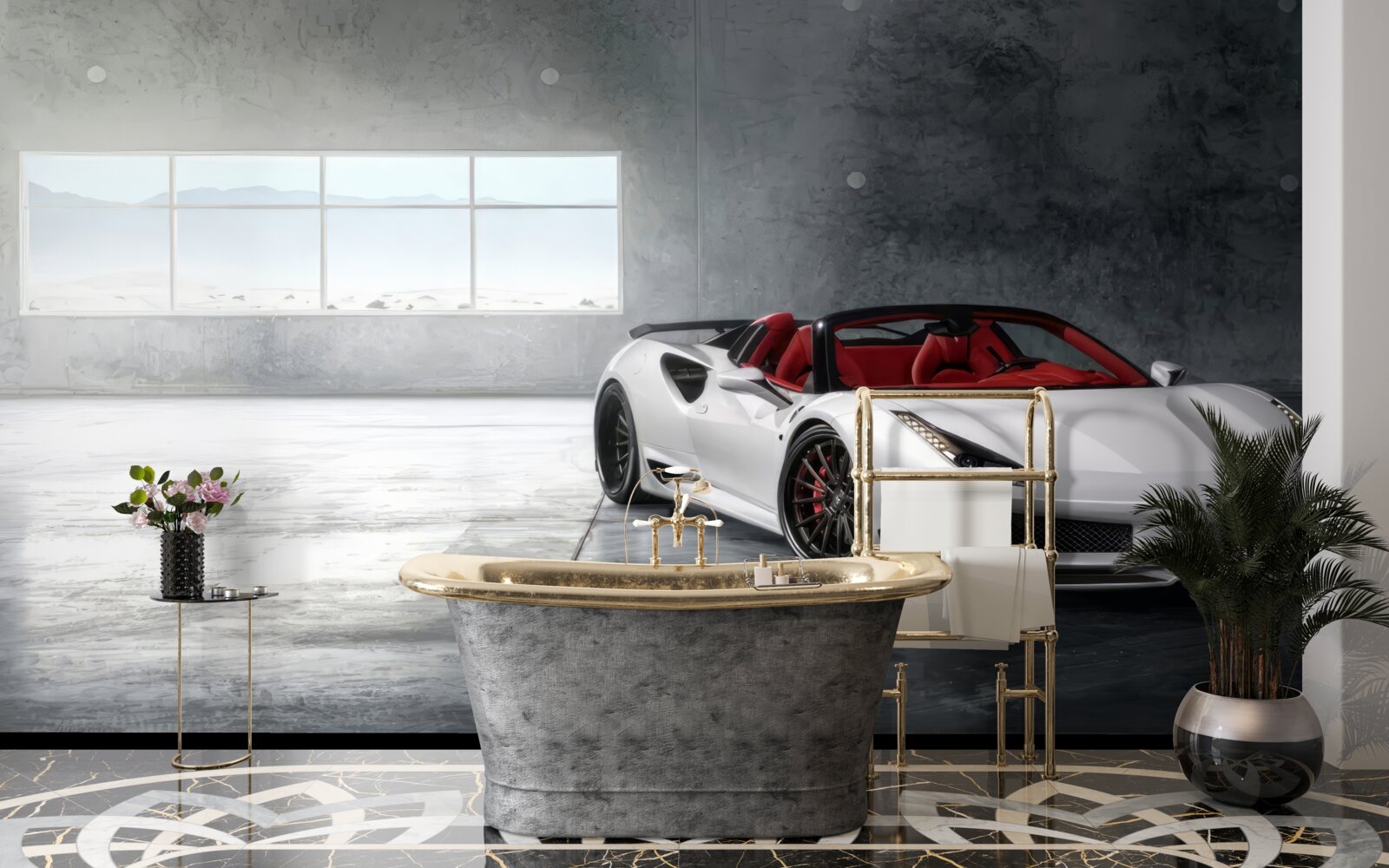 Fototapeta biely športový kabriolet