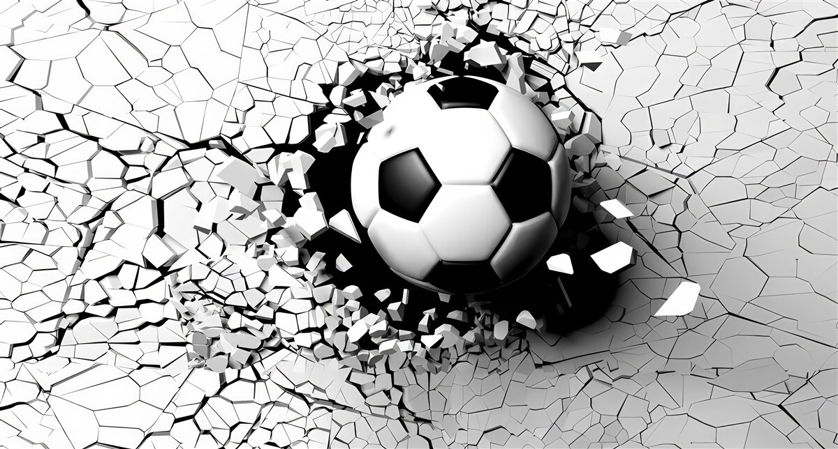 Fototapeta futbalová lopta preletí cez bariéru