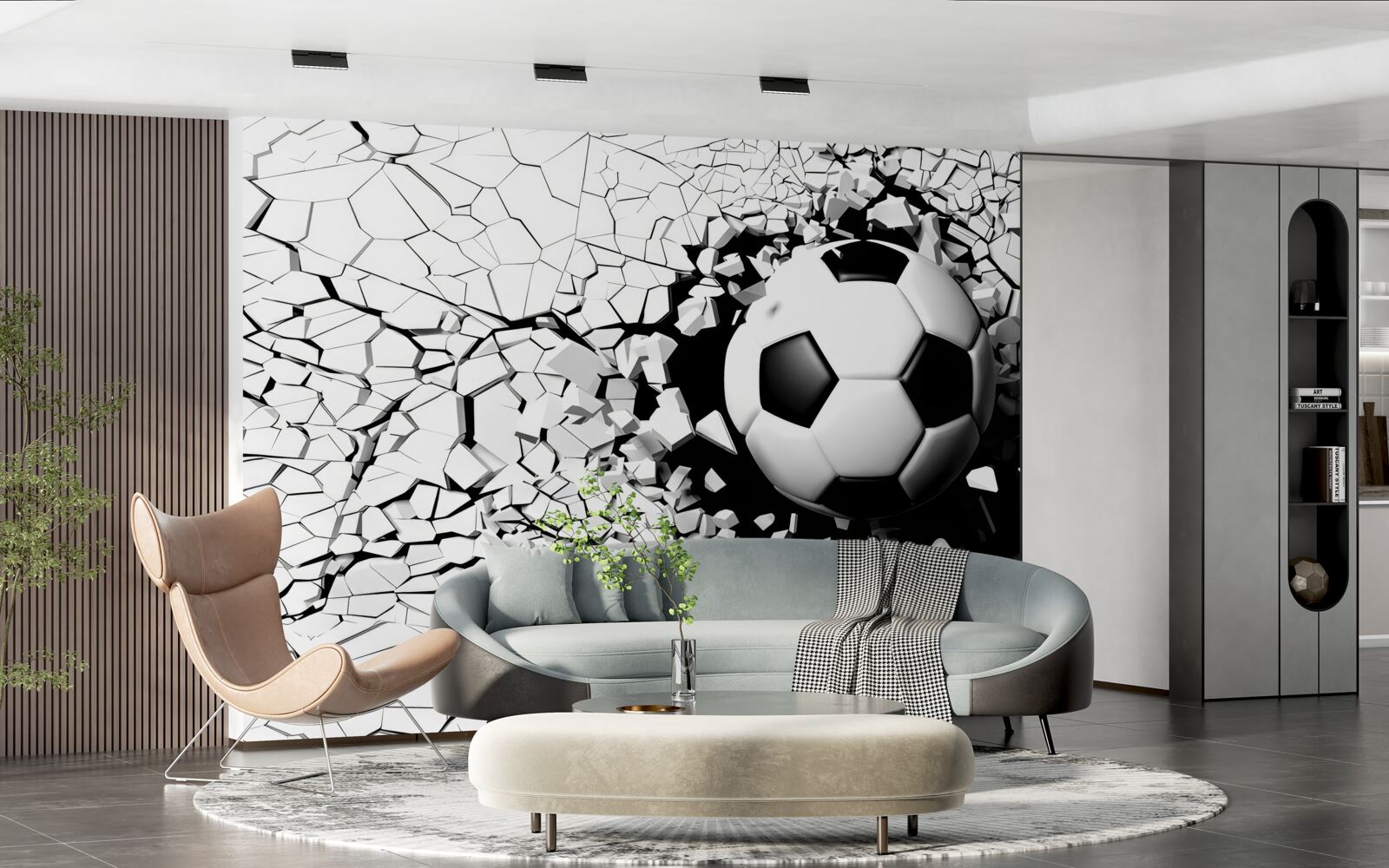 Fototapeta futbalová lopta preletí cez bariéru