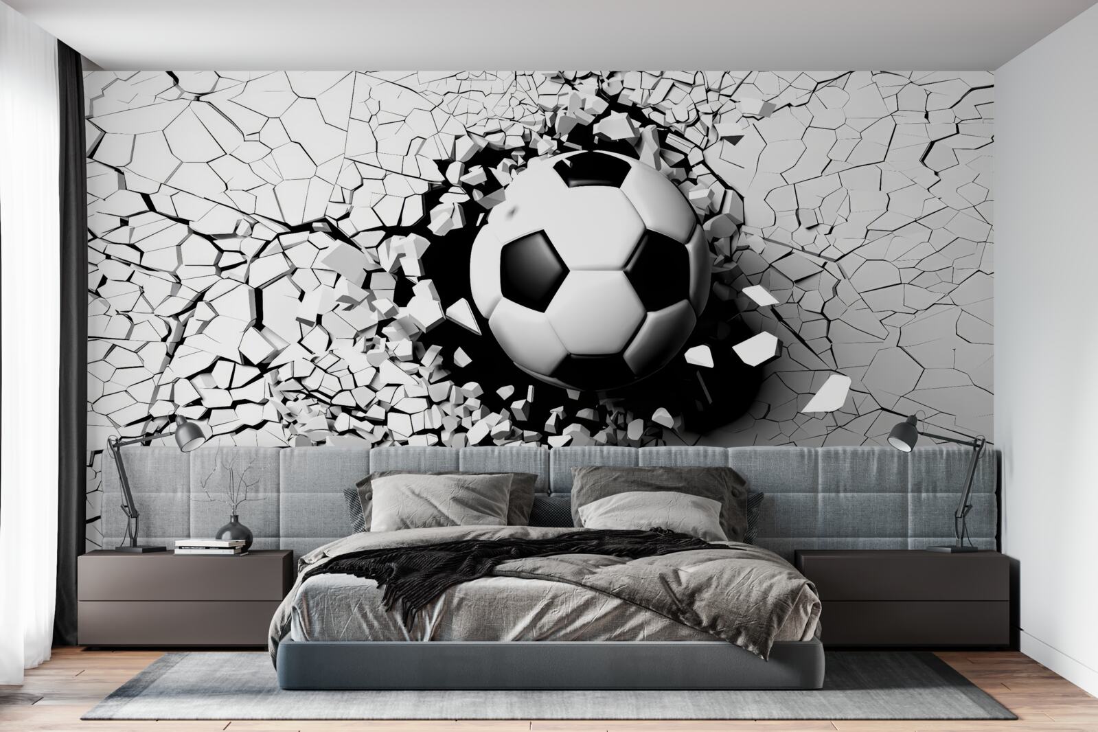 Fototapeta futbalová lopta preletí cez bariéru