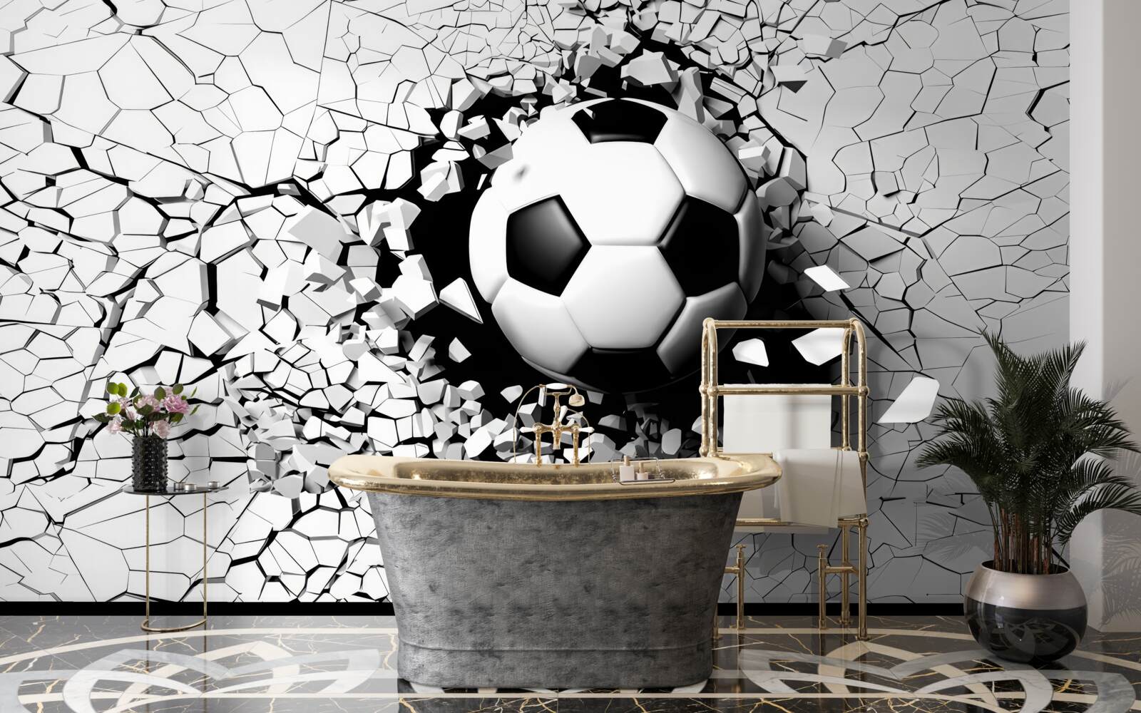 Fototapeta futbalová lopta preletí cez bariéru