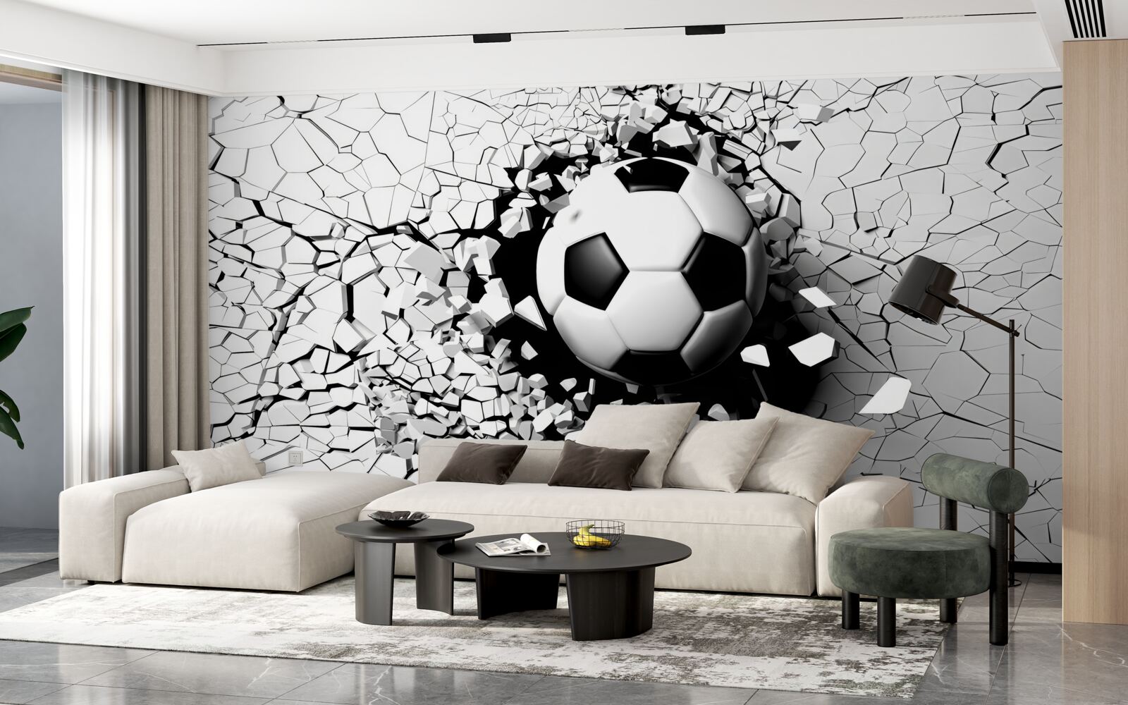 Fototapeta futbalová lopta preletí cez bariéru