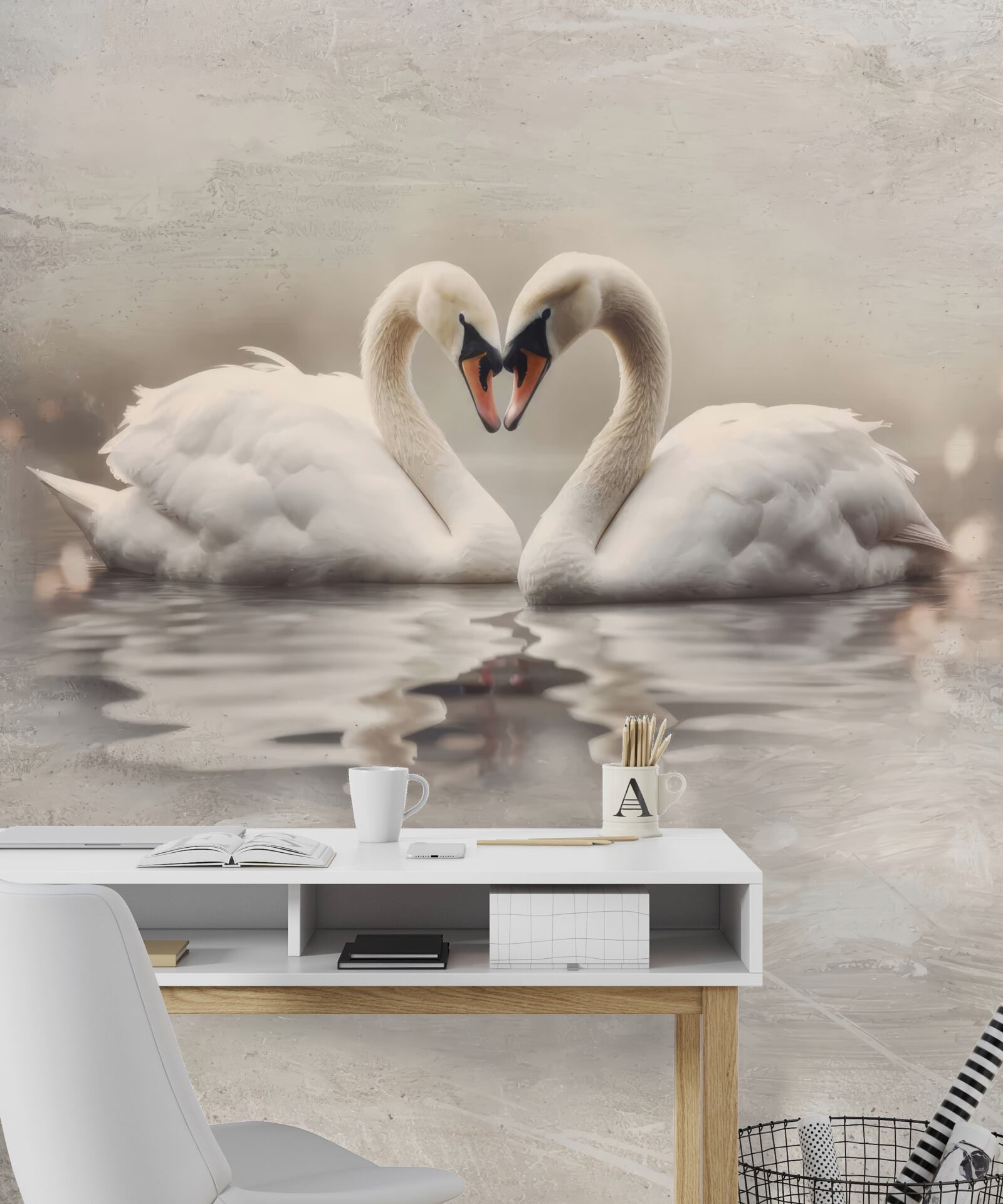 Fototapeta pár snehobielych labutí