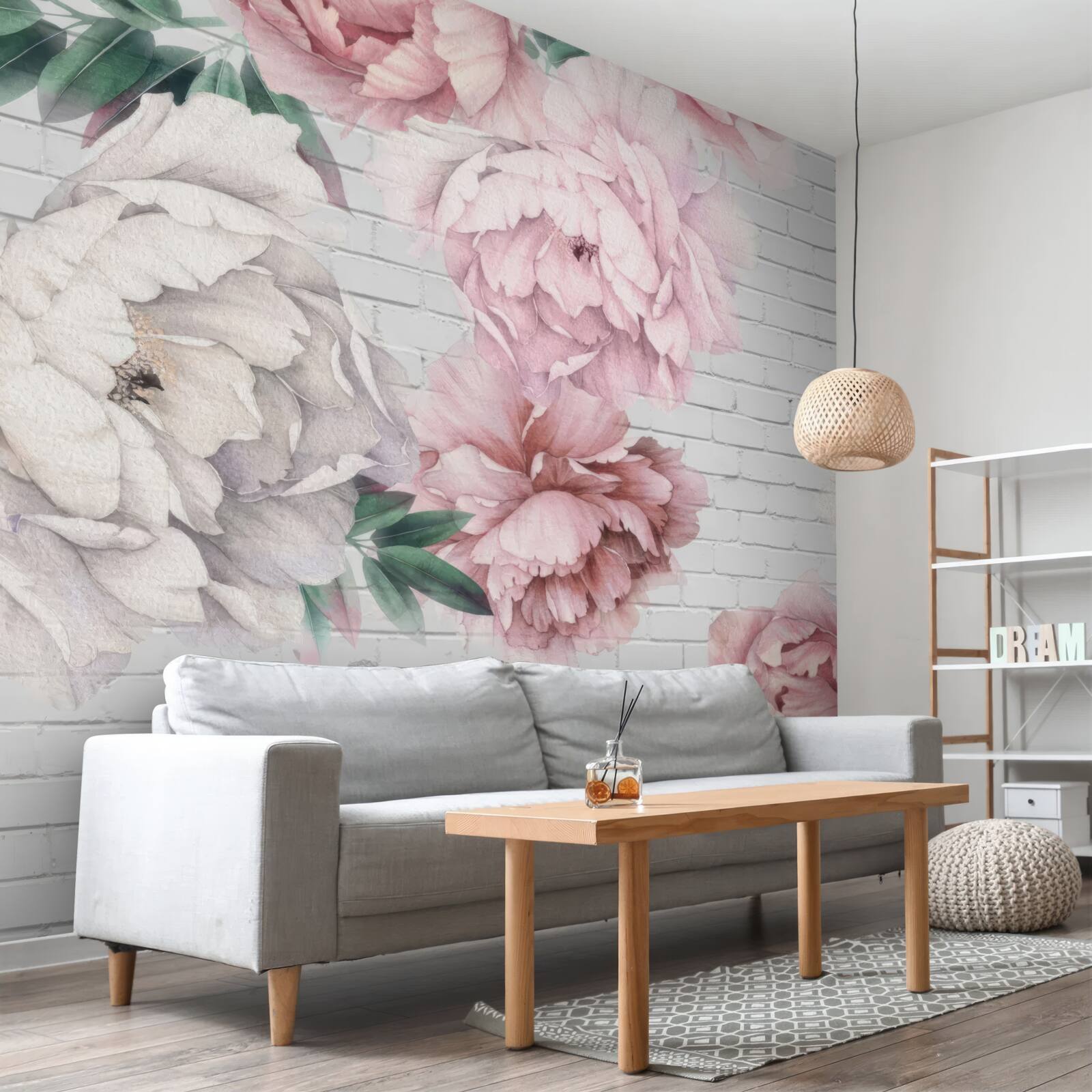 Fototapeta pivonky s ružovými a bielymi kvetmi