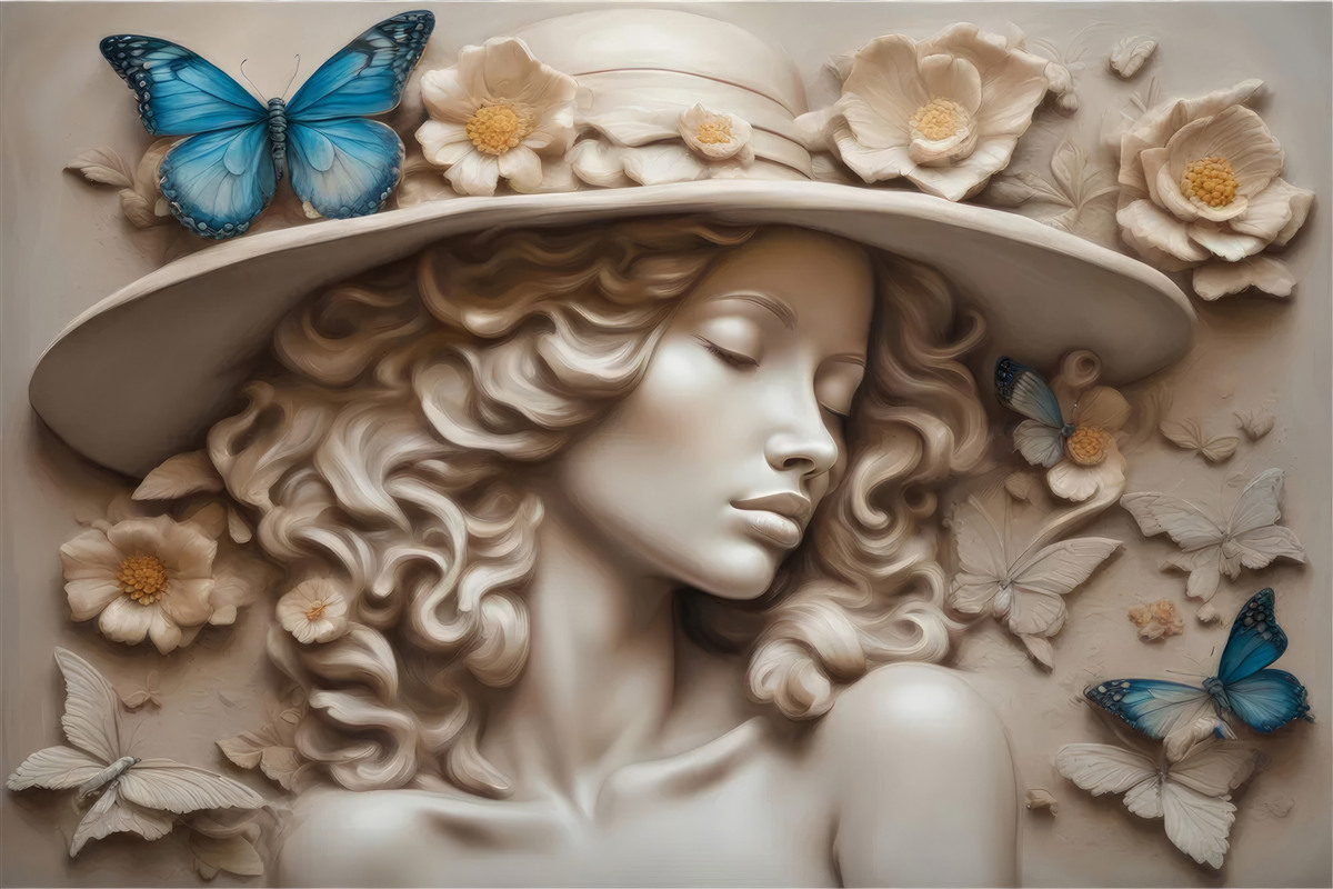 Fototapeta dievča v klobúku a so zavretými očami