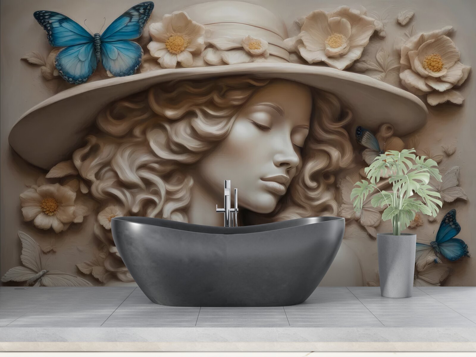 Fototapeta dievča v klobúku a so zavretými očami