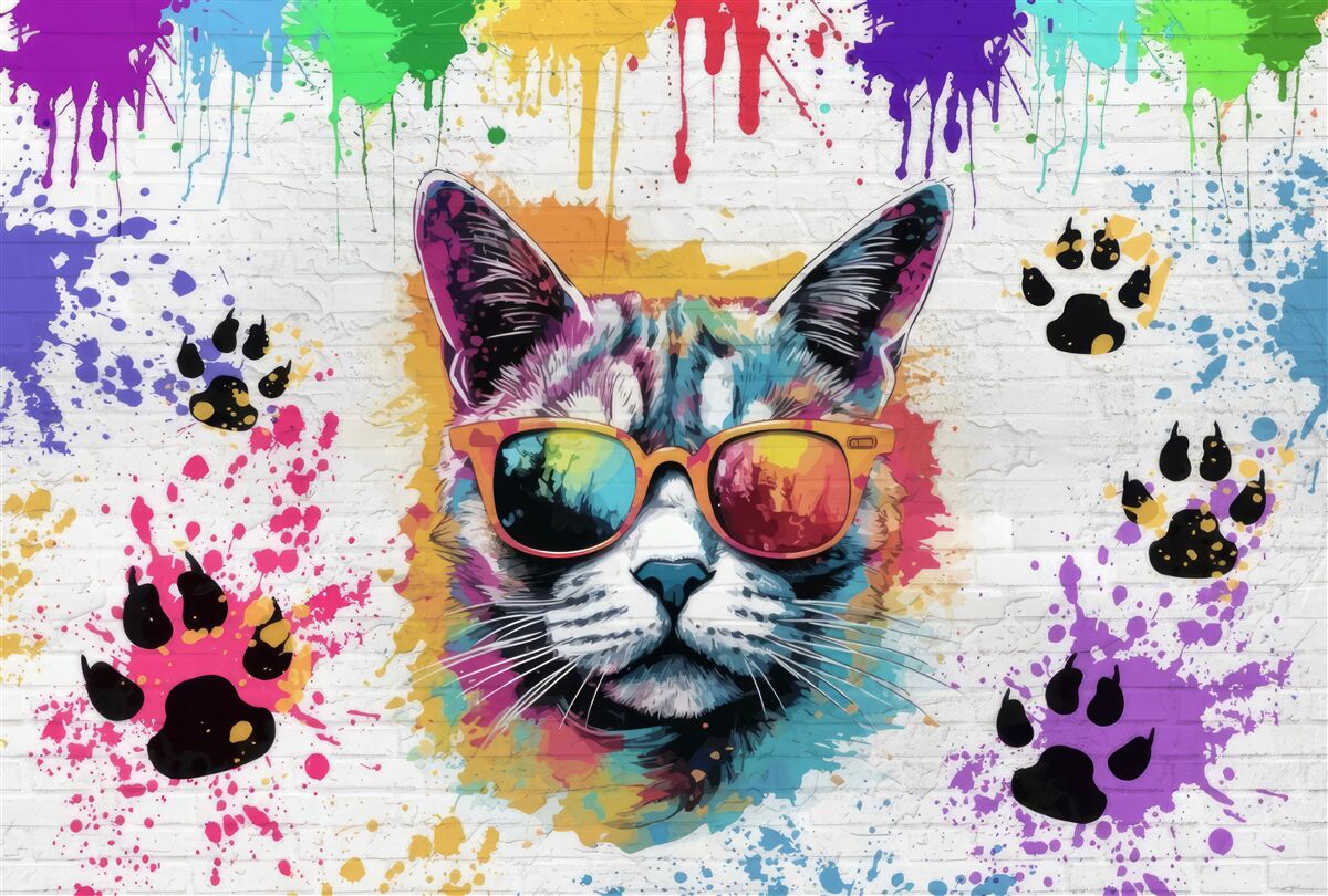 Fototapeta mačka s okuliarmi