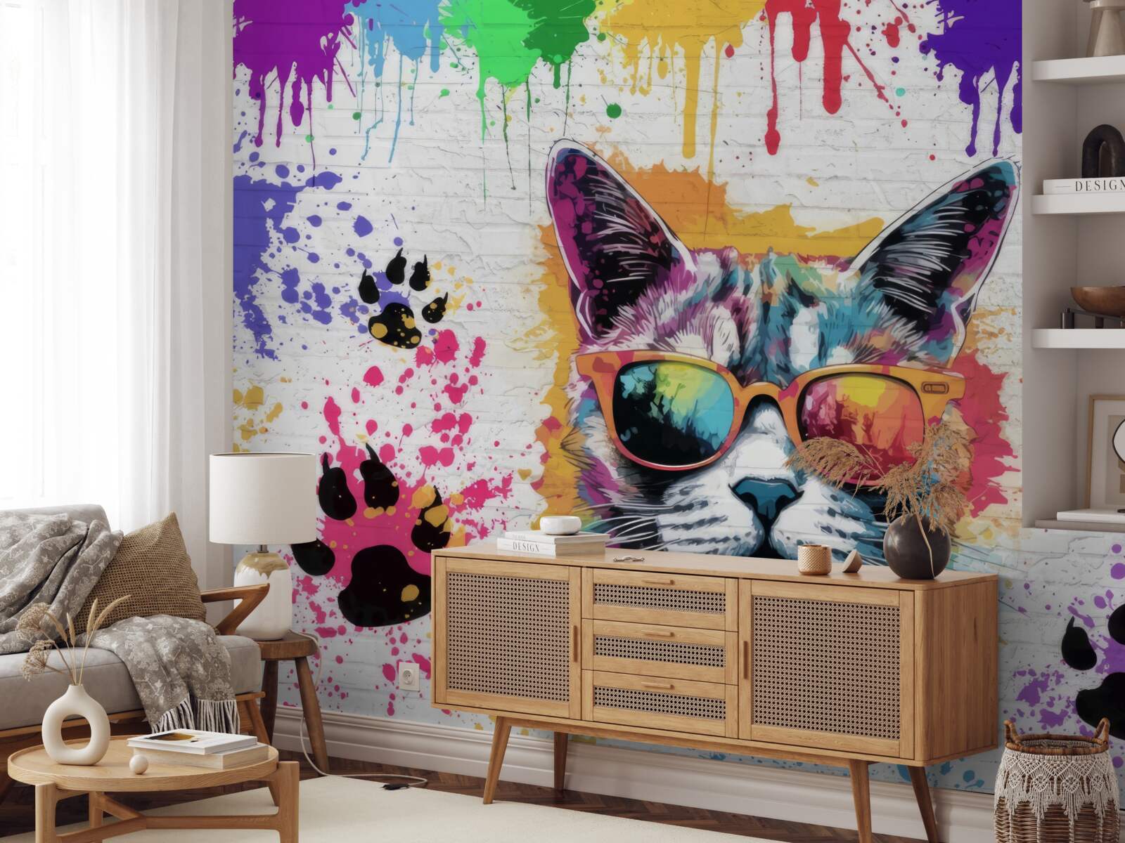 Fototapeta mačka s okuliarmi