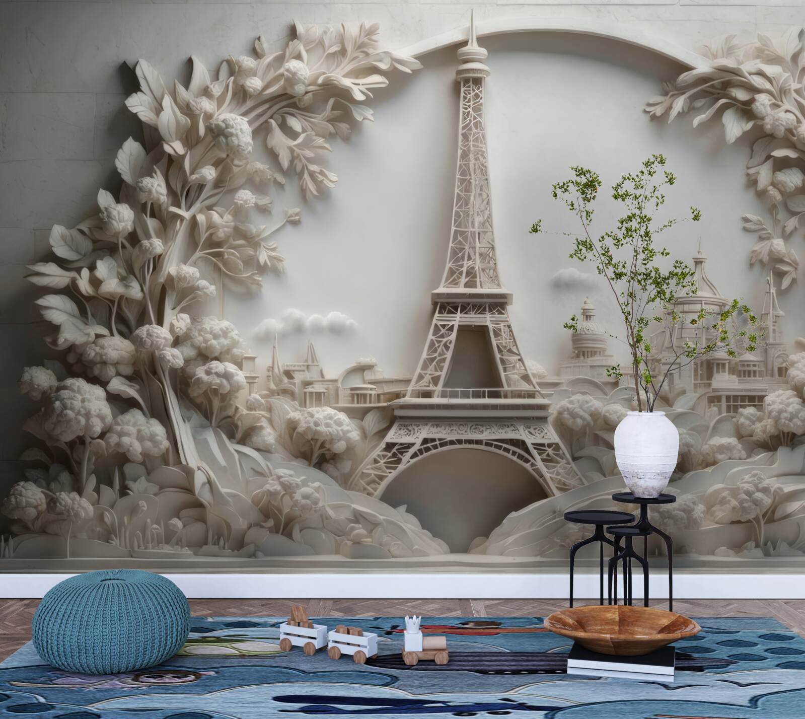 Fototapeta Eiffelova veža obklopená vegetáciou