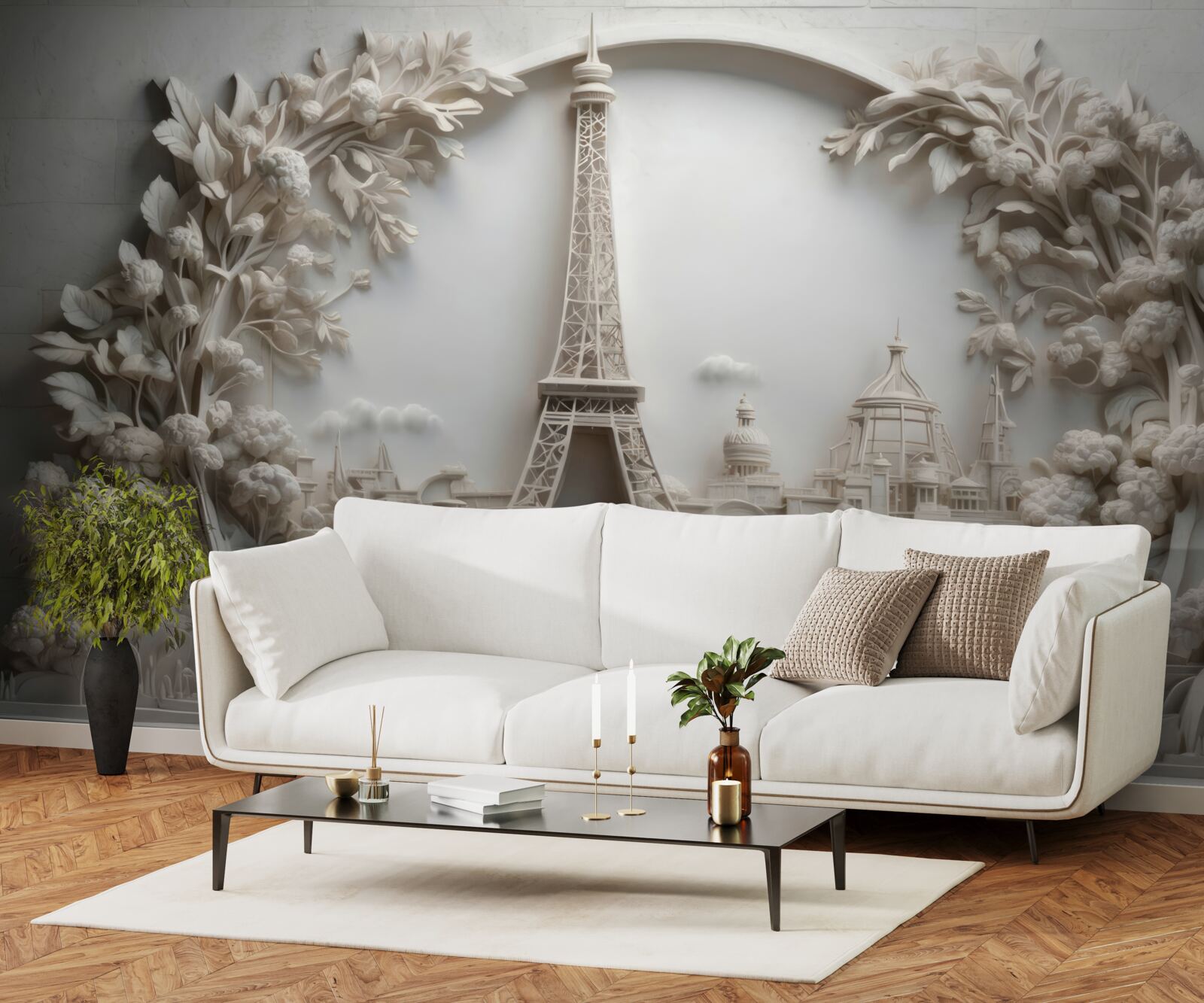 Fototapeta Eiffelova veža obklopená vegetáciou