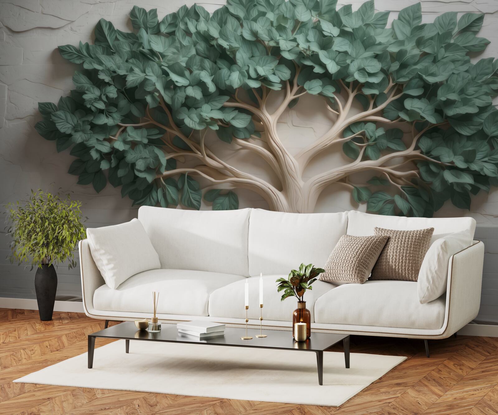 Fototapeta strom s hustými zelenými listami