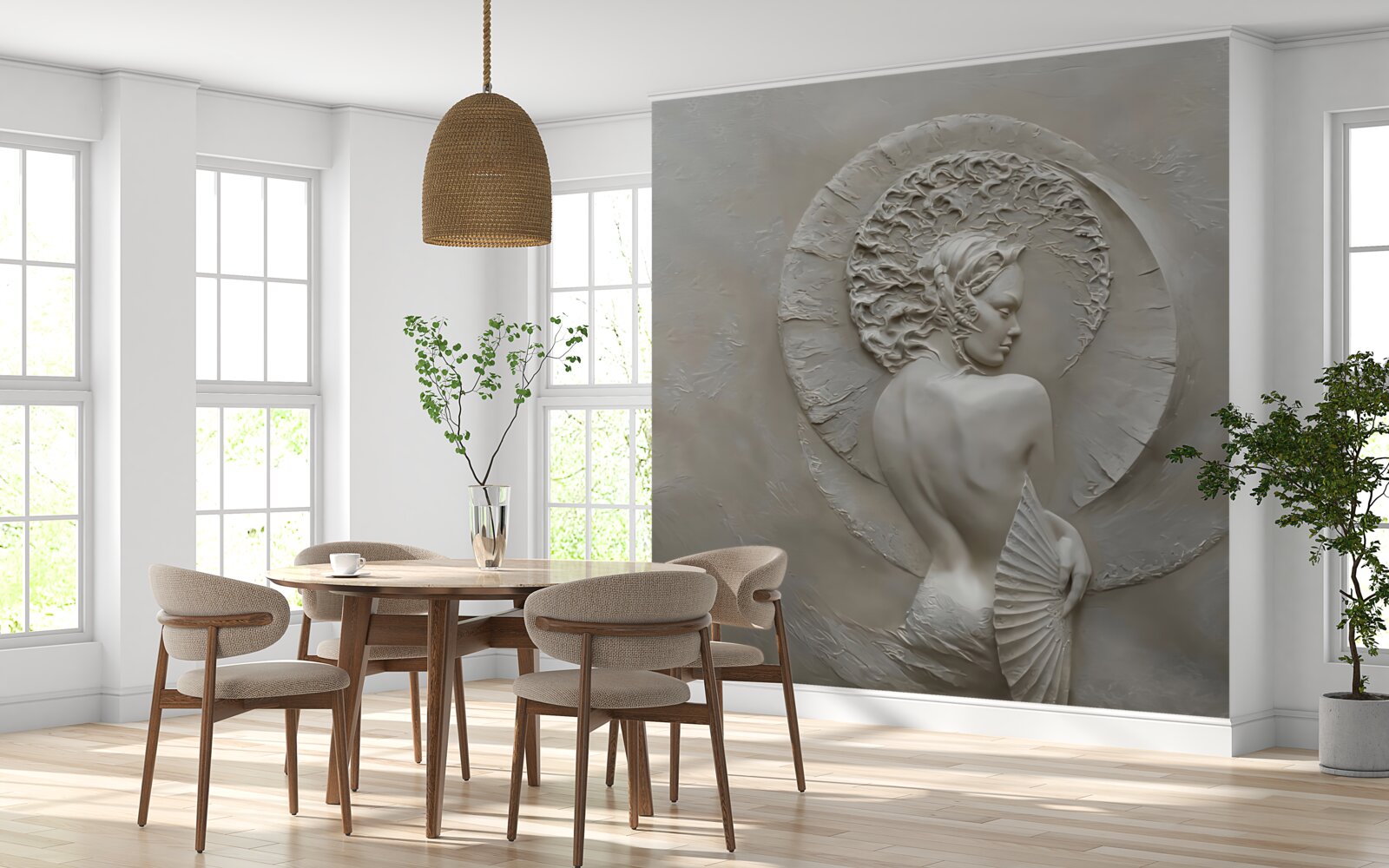 Fototapeta dievča skrýva tvár za vejárom