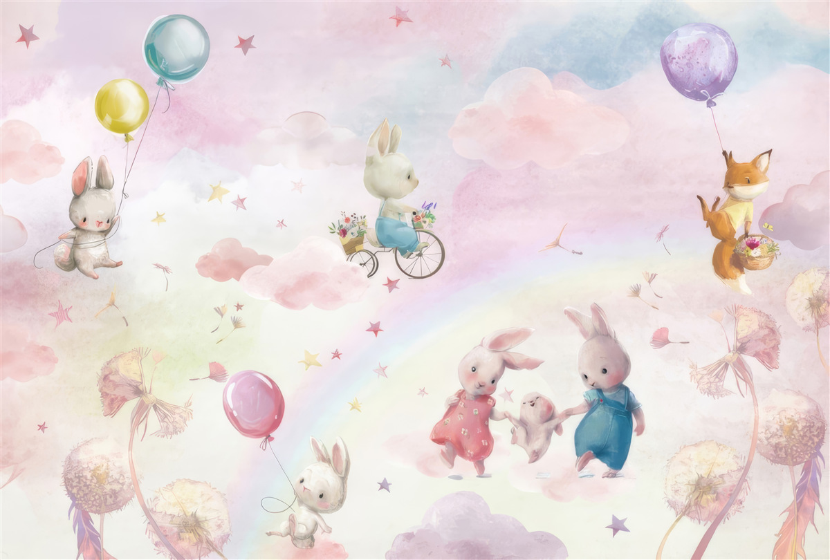 Fototapeta králiky a malá líška