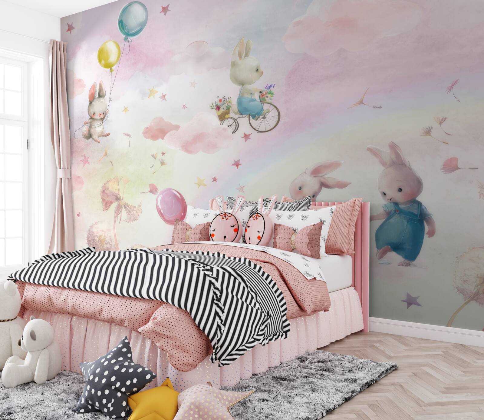 Fototapeta králiky a malá líška