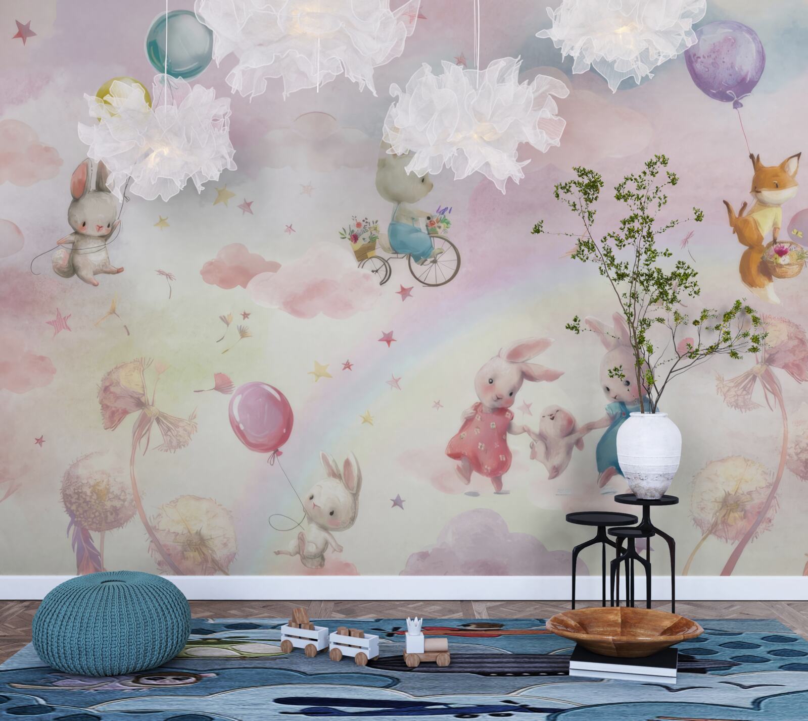 Fototapeta králiky a malá líška