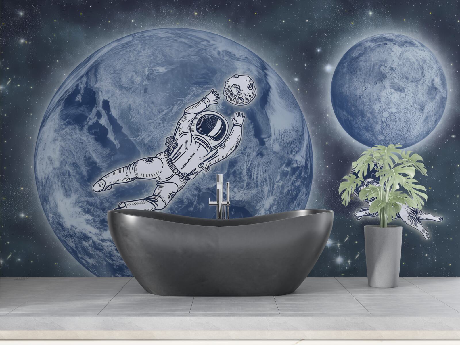 Fototapeta astronaut a pes leteli do vesmíru