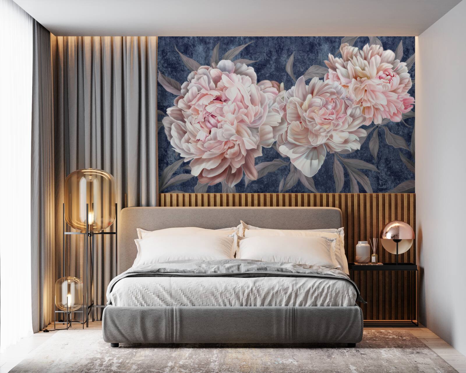 Fototapeta veľké svetlé pivonky na tmavom povrchu