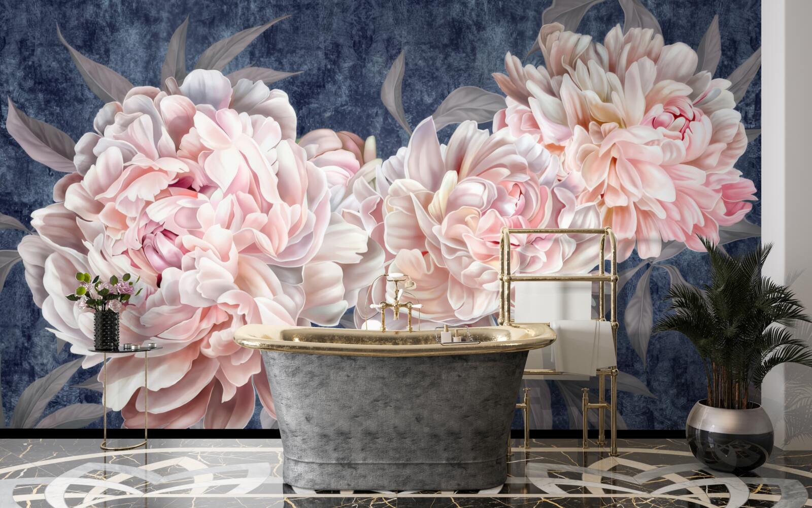 Fototapeta veľké svetlé pivonky na tmavom povrchu