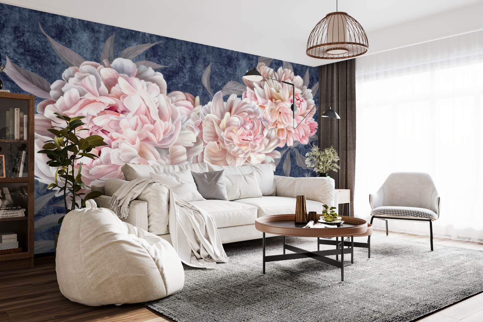 Fototapeta veľké svetlé pivonky na tmavom povrchu