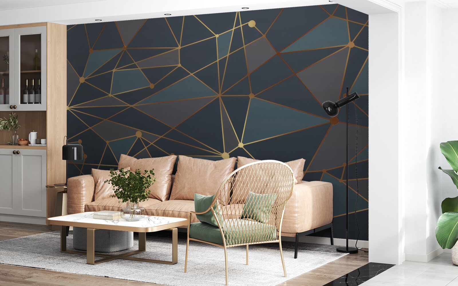 Fototapeta pozadie s geometrickými tvarmi v tmavých odtieňoch