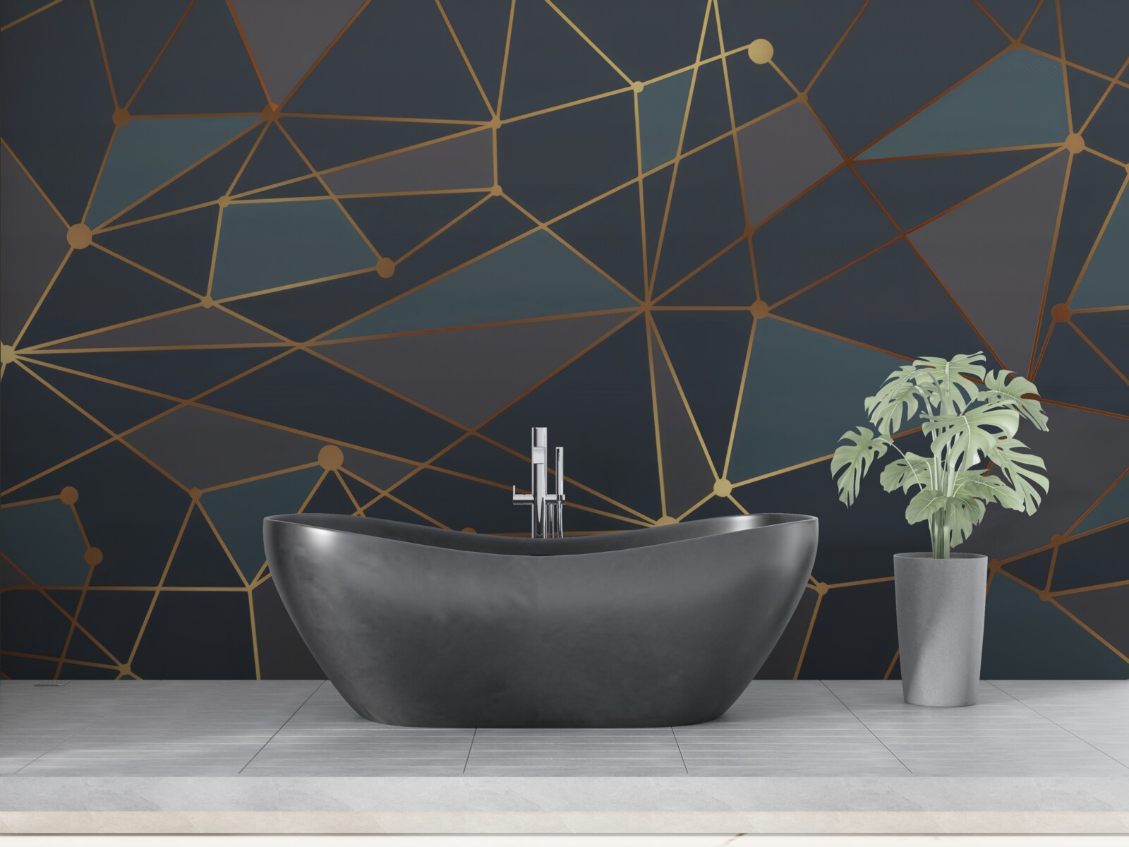 Fototapeta pozadie s geometrickými tvarmi v tmavých odtieňoch