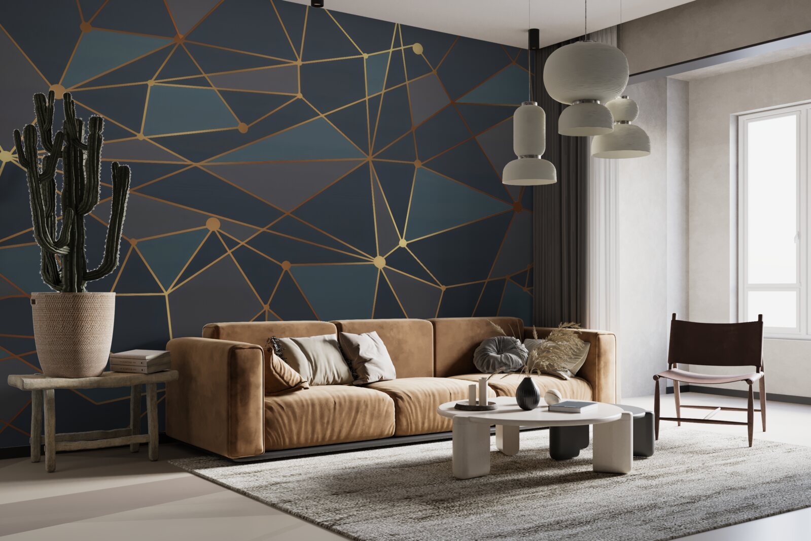 Fototapeta pozadie s geometrickými tvarmi v tmavých odtieňoch