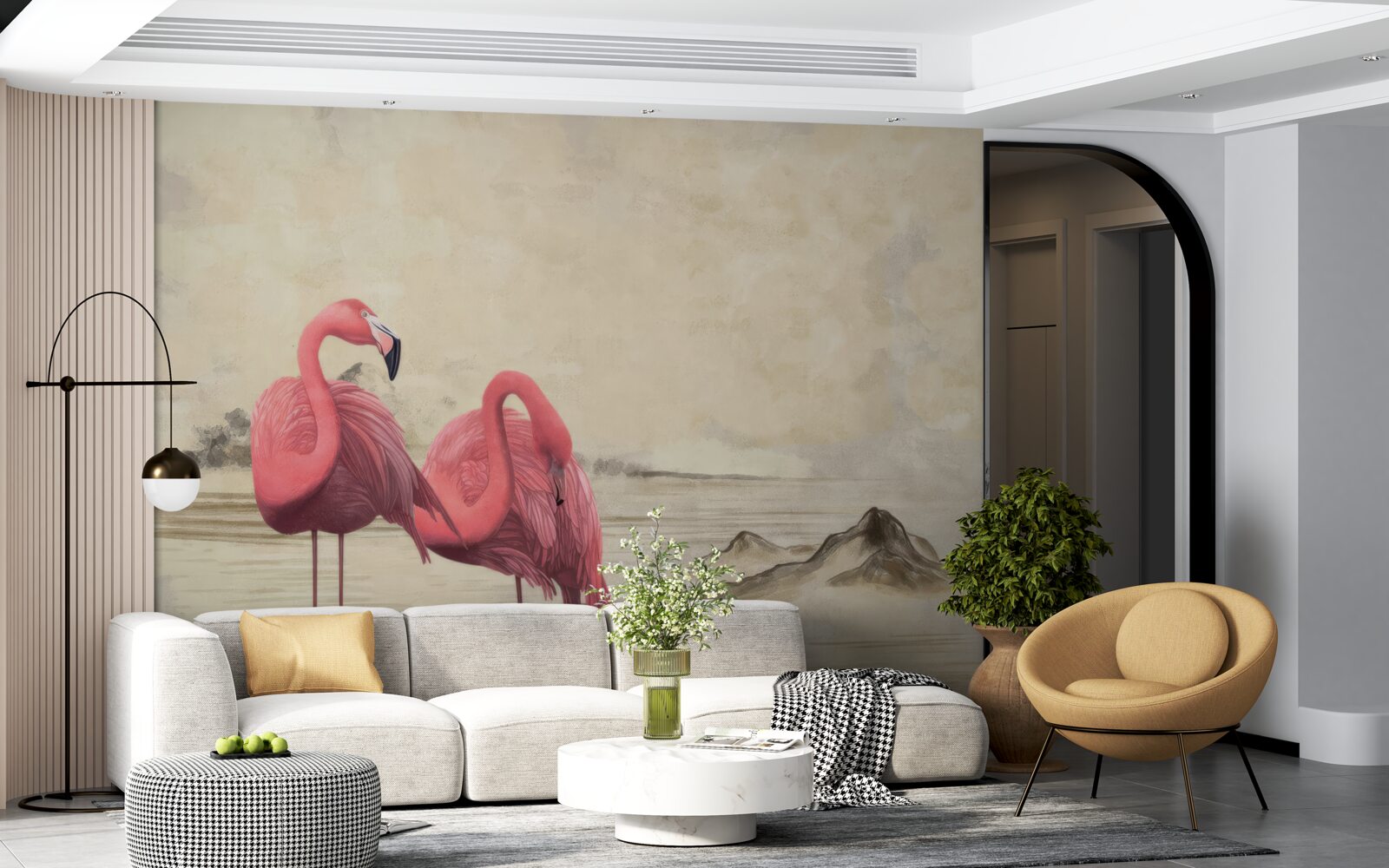 Fototapeta pár svetloružových plameniakov