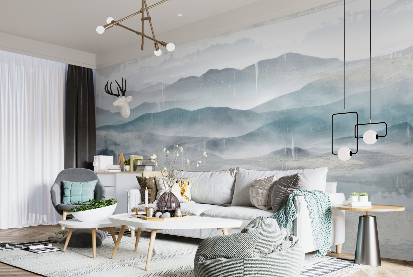 Fototapeta rozmazané obrysy hôr