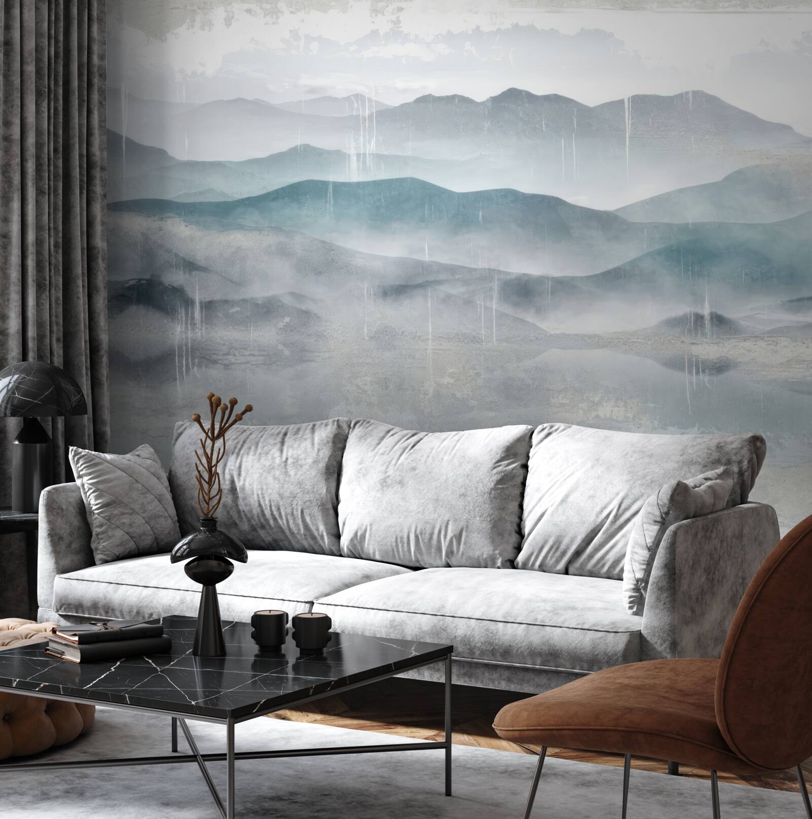 Fototapeta rozmazané obrysy hôr