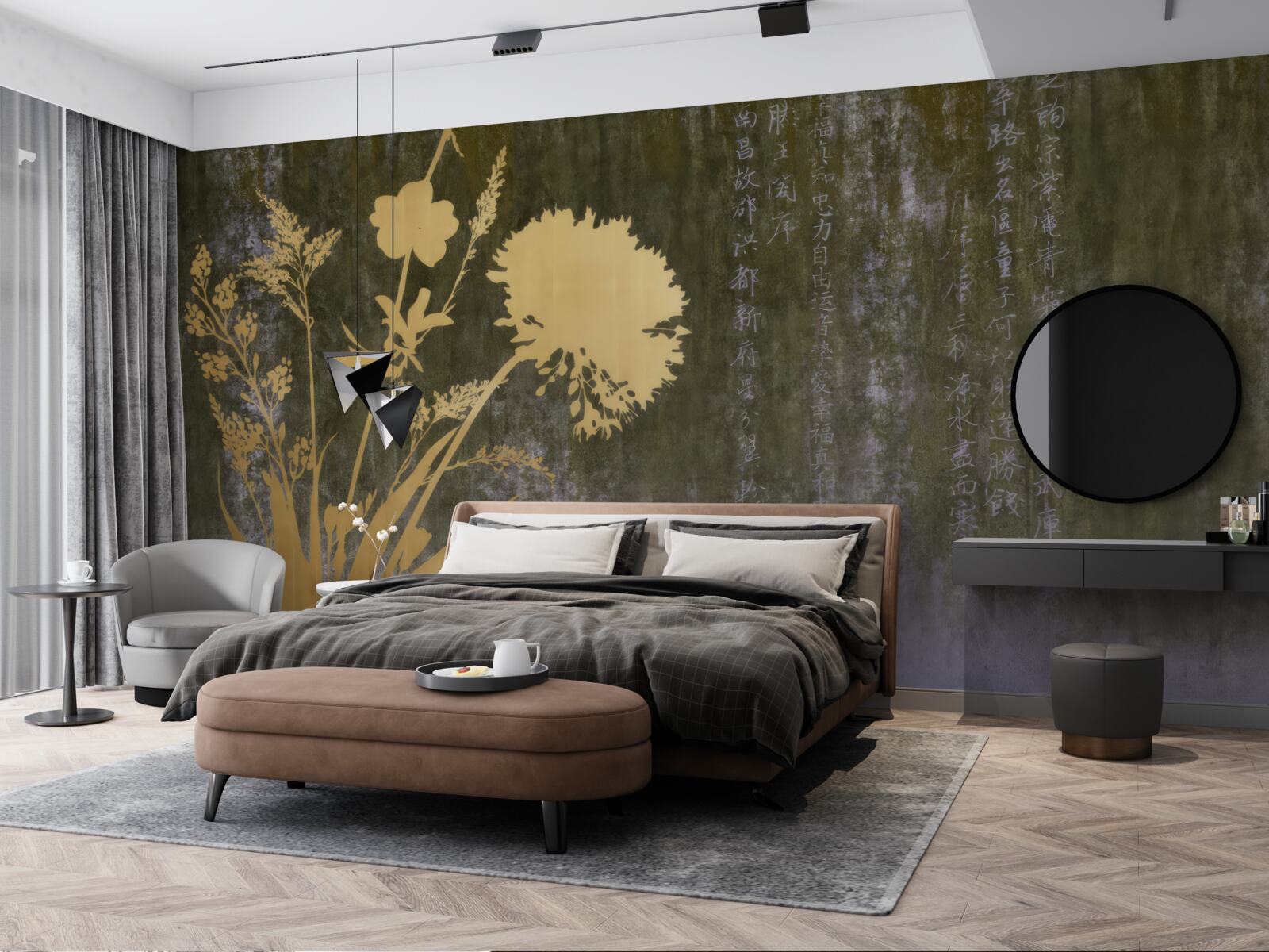 Fototapeta pozadie s obrázkami hieroglyfov a rastlín