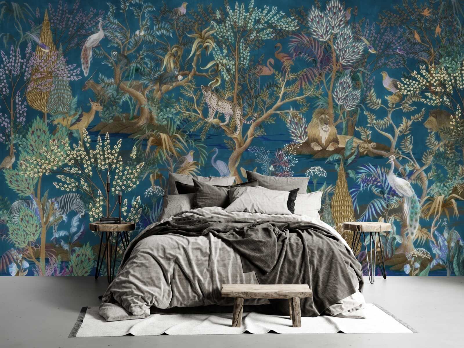 Fototapeta tmavé pozadie s obrázkami rastlín a zvierat