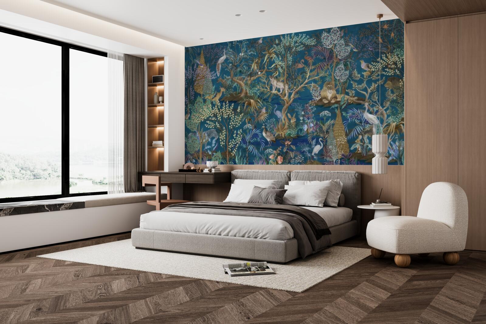 Fototapeta tmavé pozadie s obrázkami rastlín a zvierat