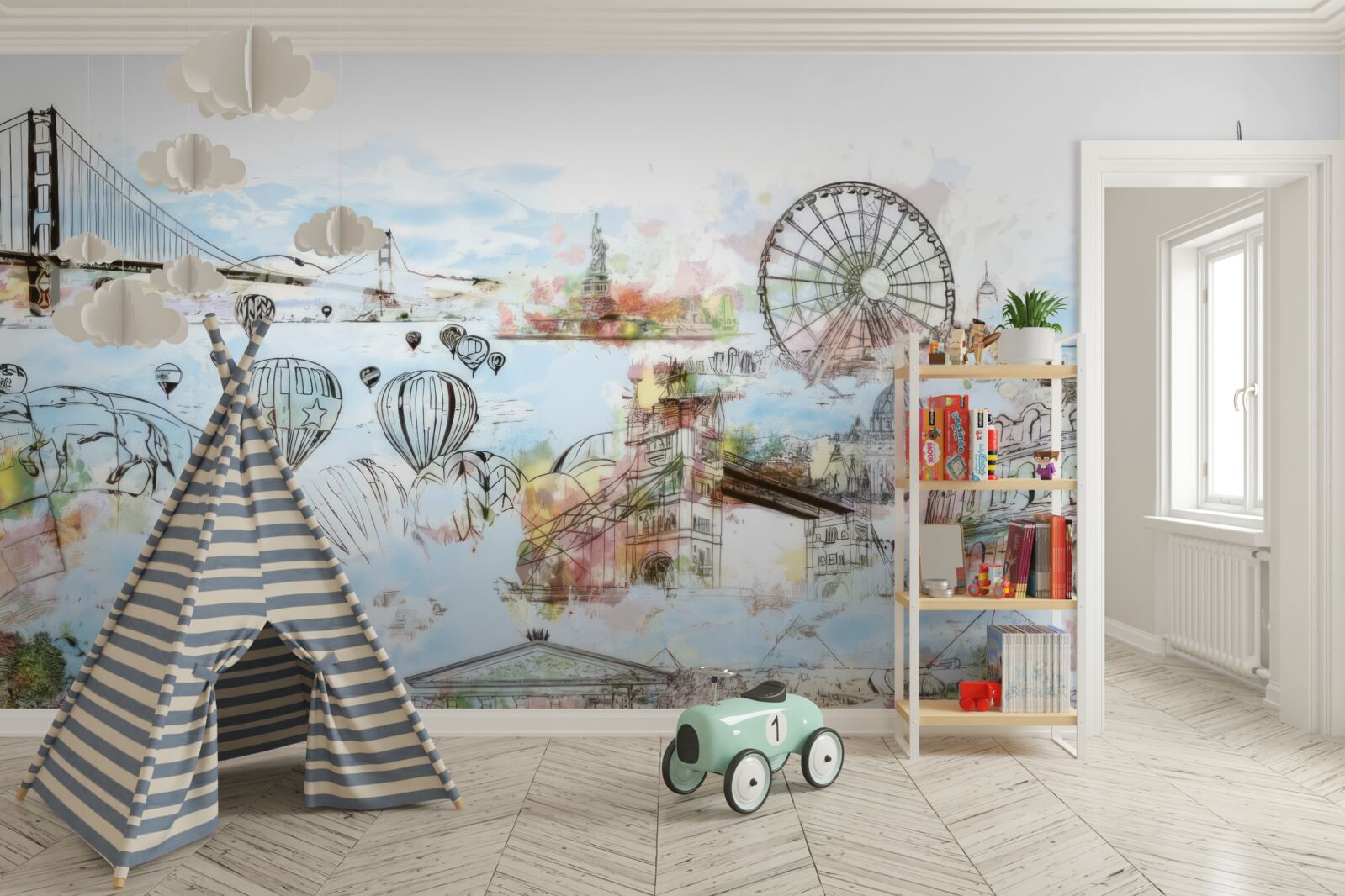 Fototapeta obrysy rôznych známych miest