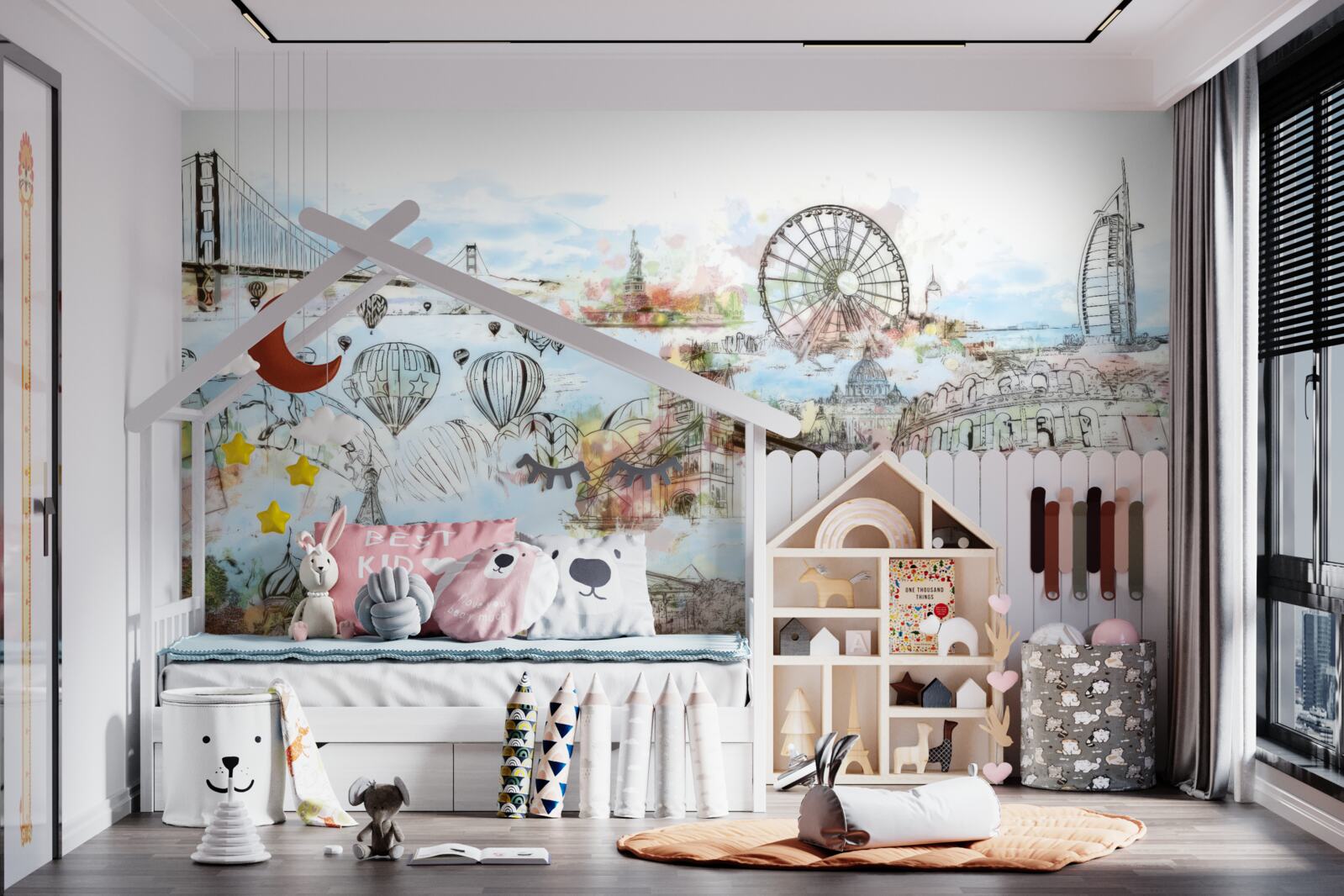 Fototapeta obrysy rôznych známych miest