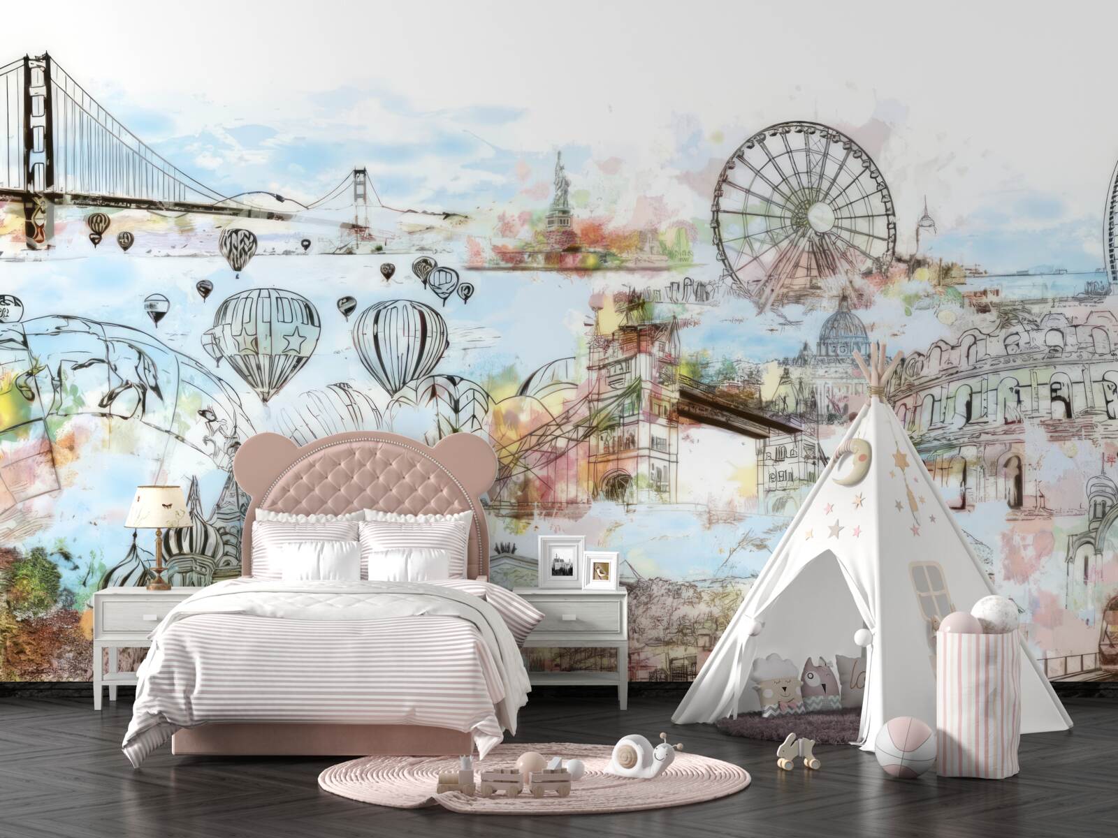 Fototapeta obrysy rôznych známych miest