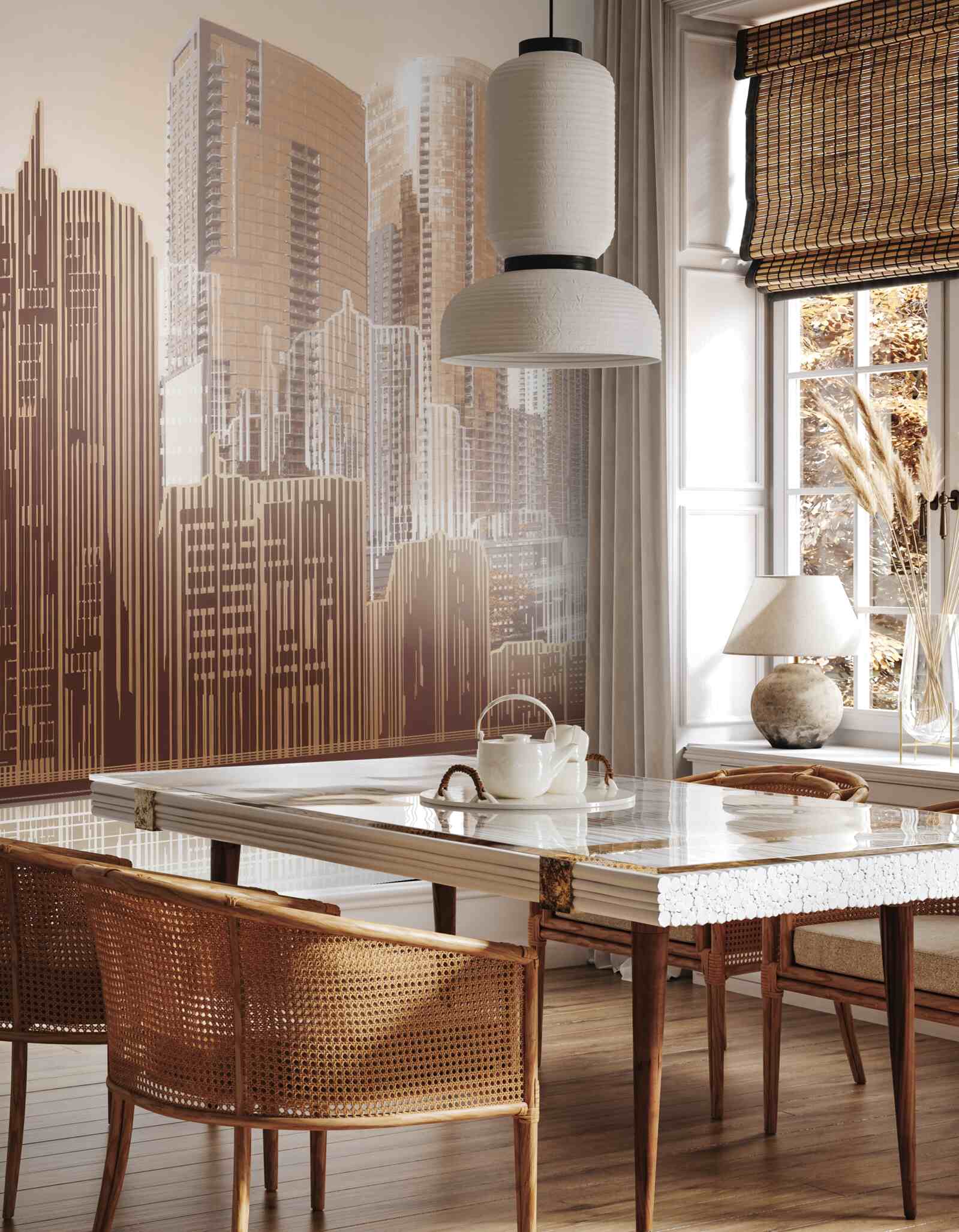 Fototapeta obrysy viacposchodových budov