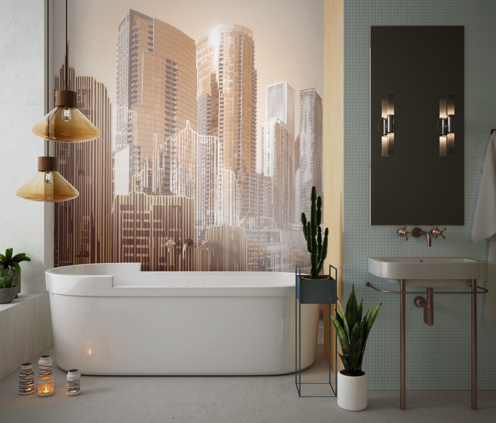 Fototapeta obrysy viacposchodových budov