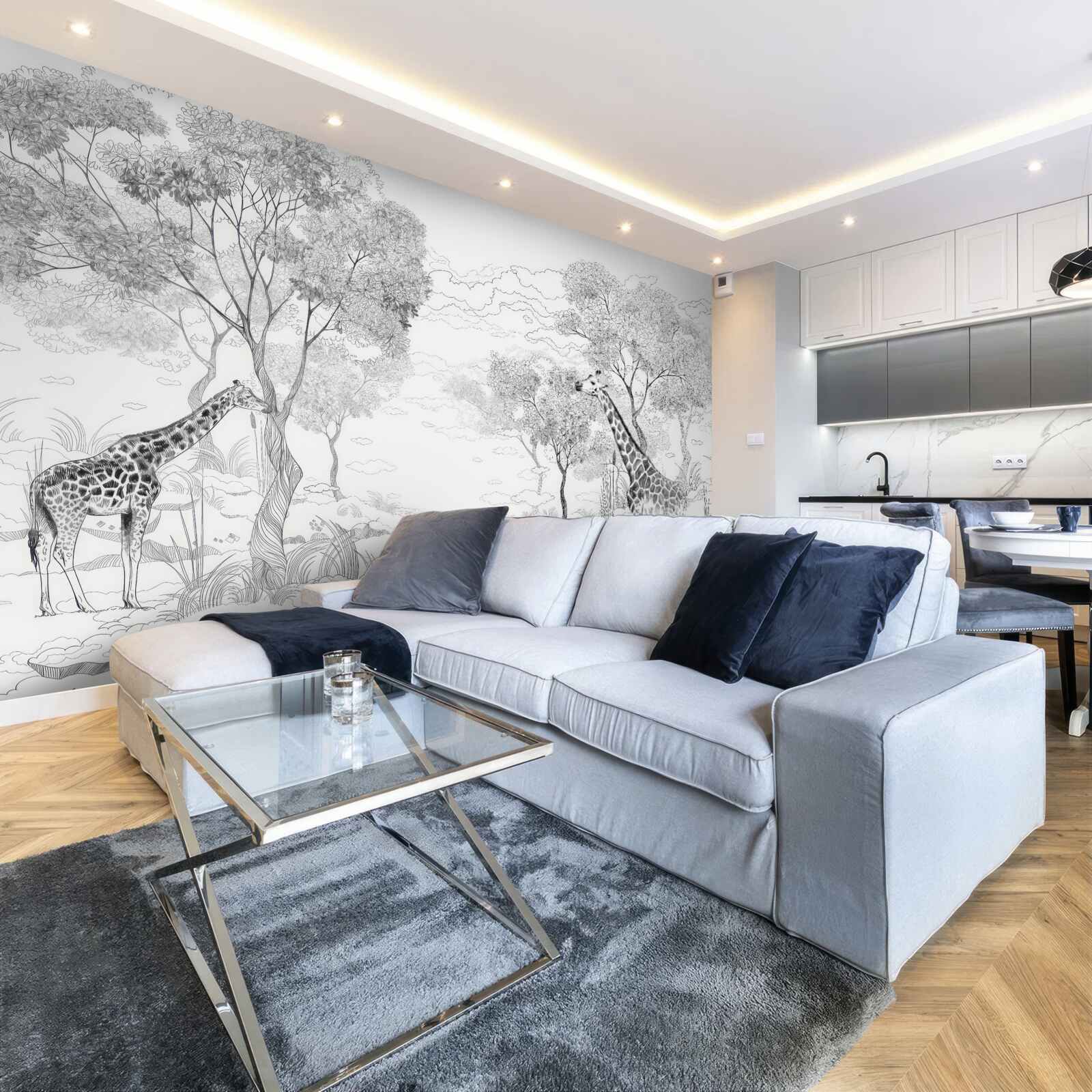 Fototapeta pri stromoch stoja dve žirafy