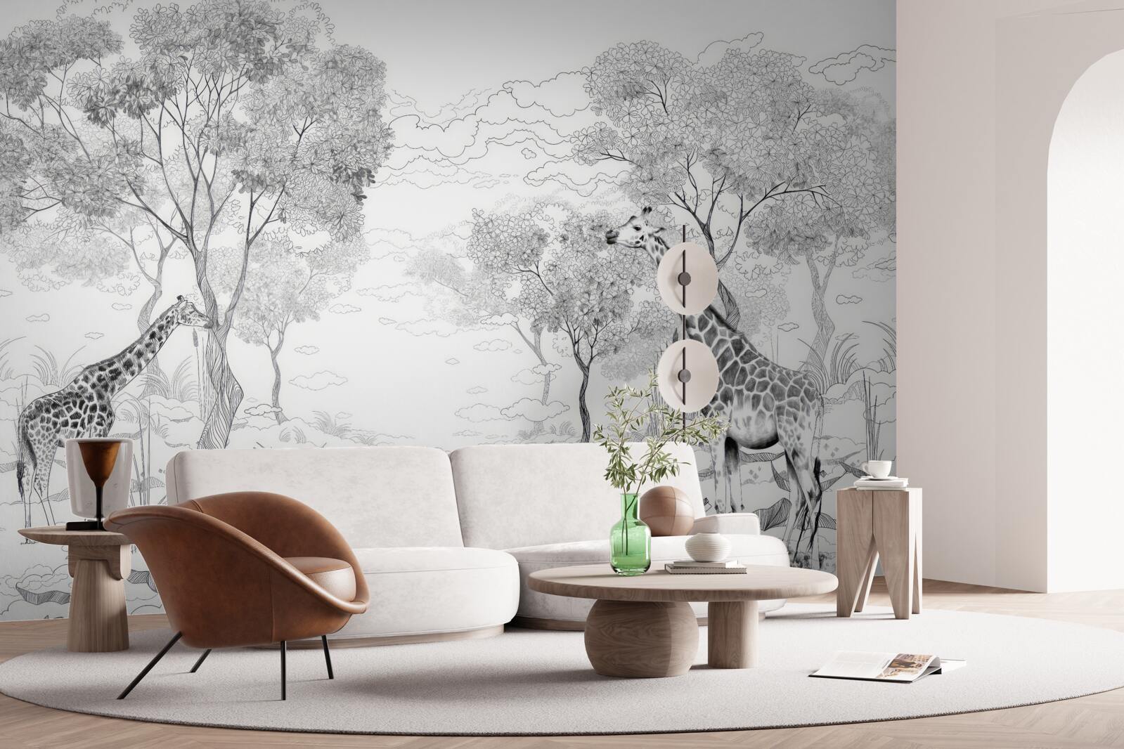 Fototapeta pri stromoch stoja dve žirafy